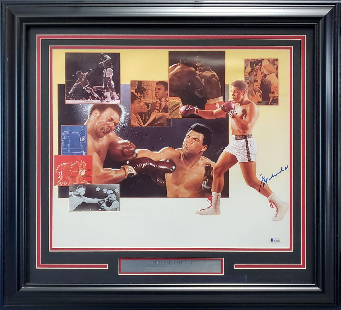 MUHAMMED ALI SIGNED CUSTOM FRAMED PHOTO (BECKETT COA) (1 of 3)