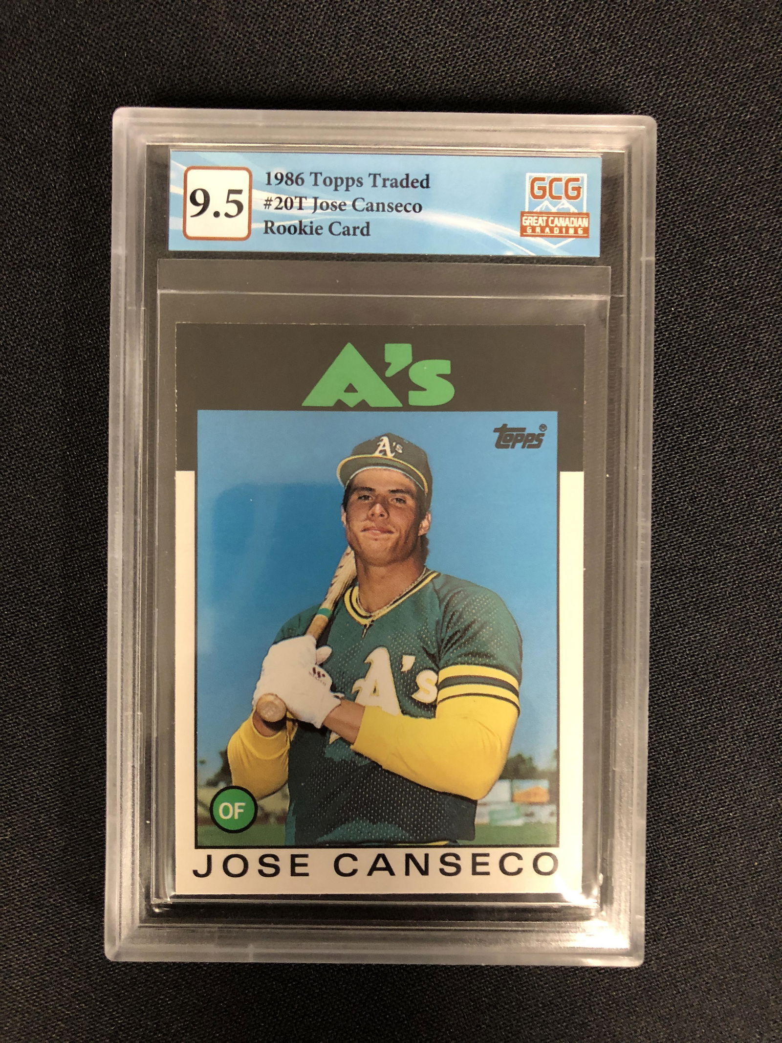 1986 TOPPS TRADED NO.20T JOSE CANSECO ROOKIE CARD (GCG 9.5) (1 of 2)