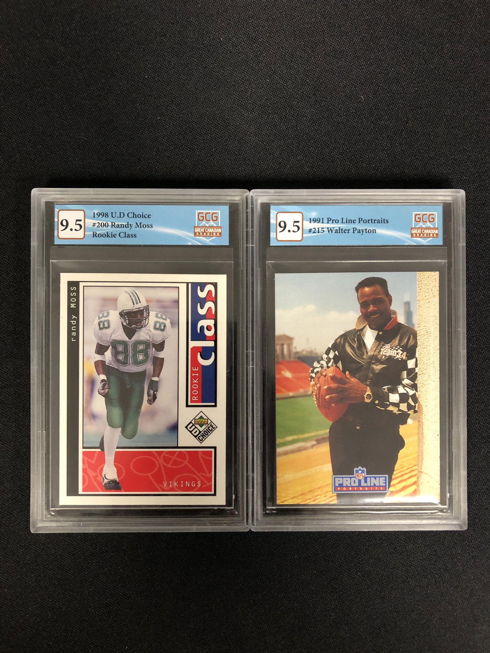 GCG HIGH GRADE FOOTBALL CARD LOT (RANDY MOSS RC/ WALTER PAYTON) (1 of 1)