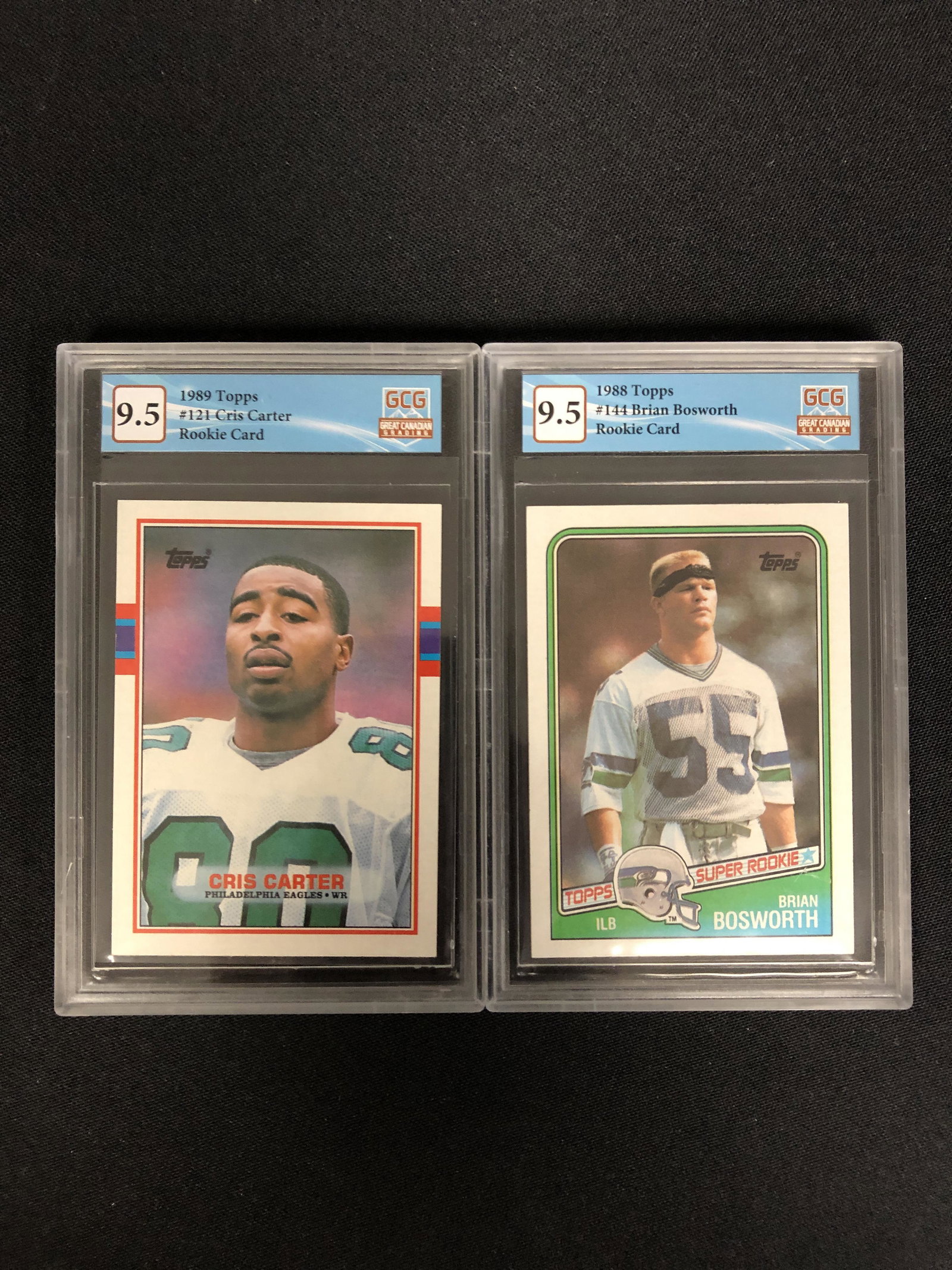 GCG HIGH GRADE FOOTBALL ROOKIE CARD LOT (CRIS CARTER/ BRIAN BOSWORTH): GCG HIGH GRADE FOOTBALL ROOKIE CARD LOT (CRIS CARTER/ BRIAN BOSWORTH)