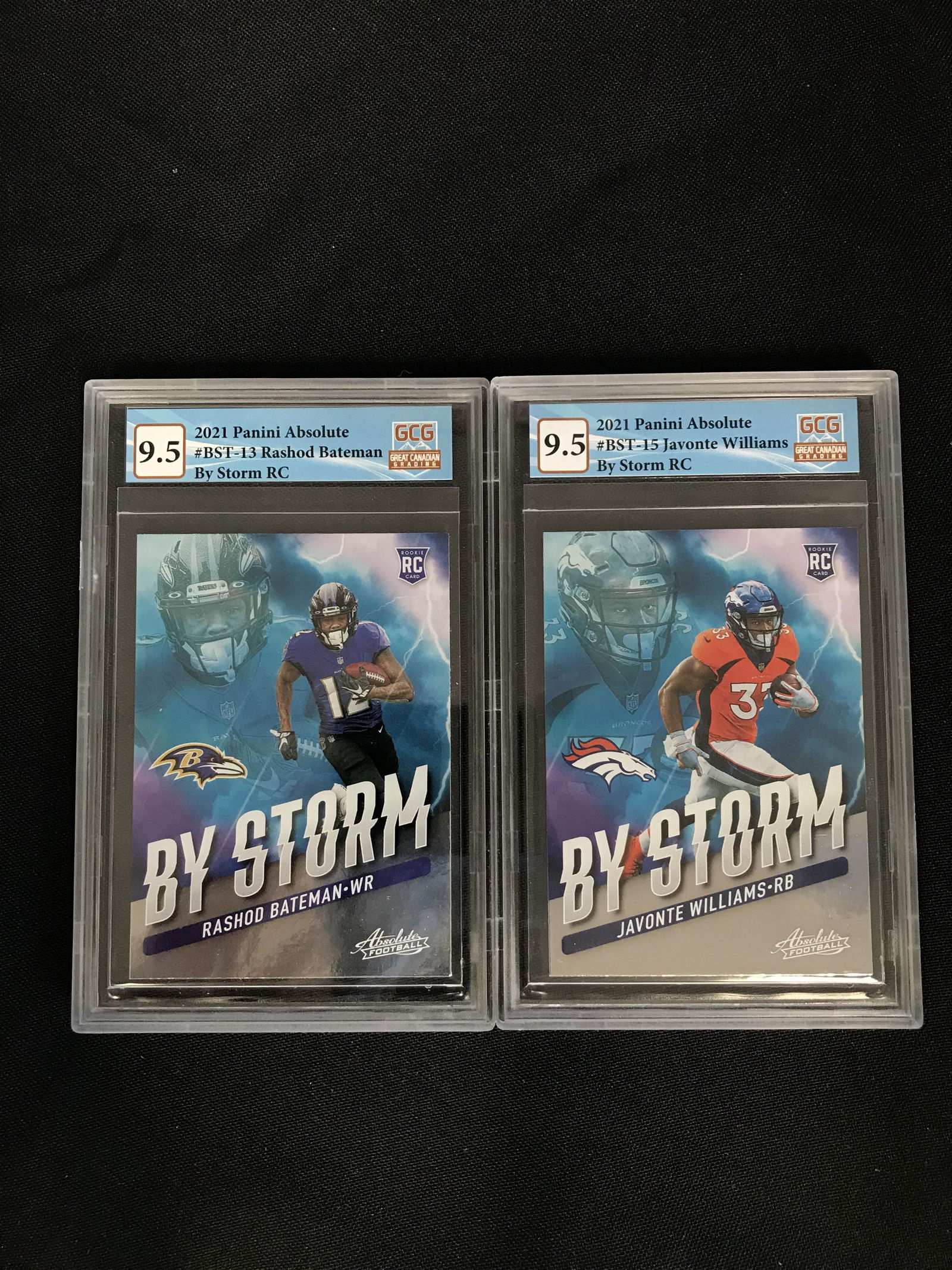 GCG HIGH GRADE 2021 PANINI ABSOLUTE FOOTBALL ROOKIE CARD LOT (RASHOD BATEMAN/ JAVONTE WILLIAMS) (1 of 1)