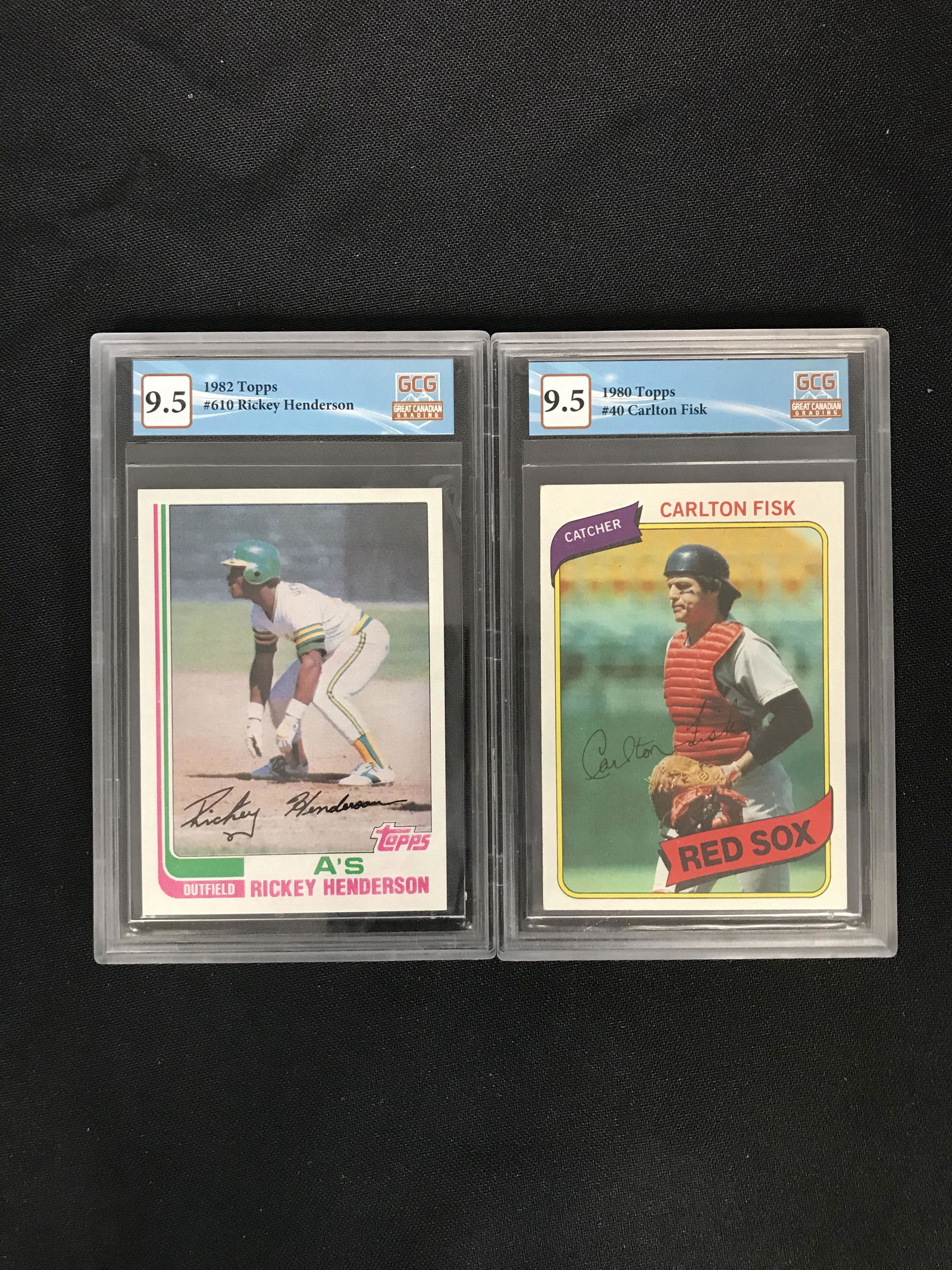 GCG HIGH GRADE TOPPS BASEBALL CARD LOT (RICKEY HENDERSON/ CARLTON FISK) (1 of 1)