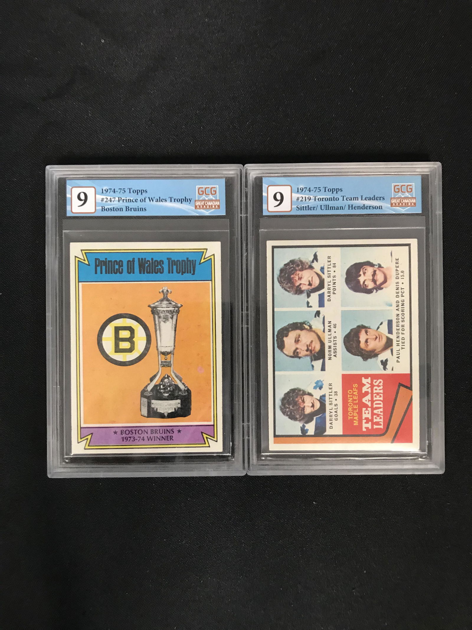 GCG HIGH GRADE HOCKEY CARD LOT (PRINCE OF WALES TROPHY BOSTON BRUINS/ TORONTO TEAM LEADERS) (1 of 2)