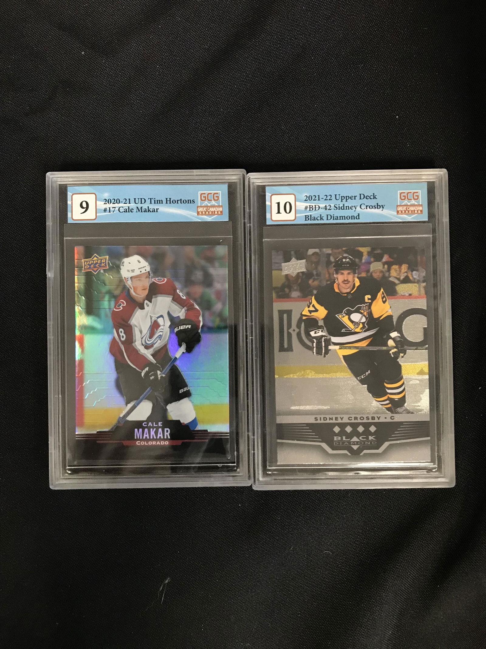 GCG HIGH GRADE UPPER DECK HOCKEY CARD LOT (CALE MAKAR/ SIDNEY CROSBY) (1 of 1)