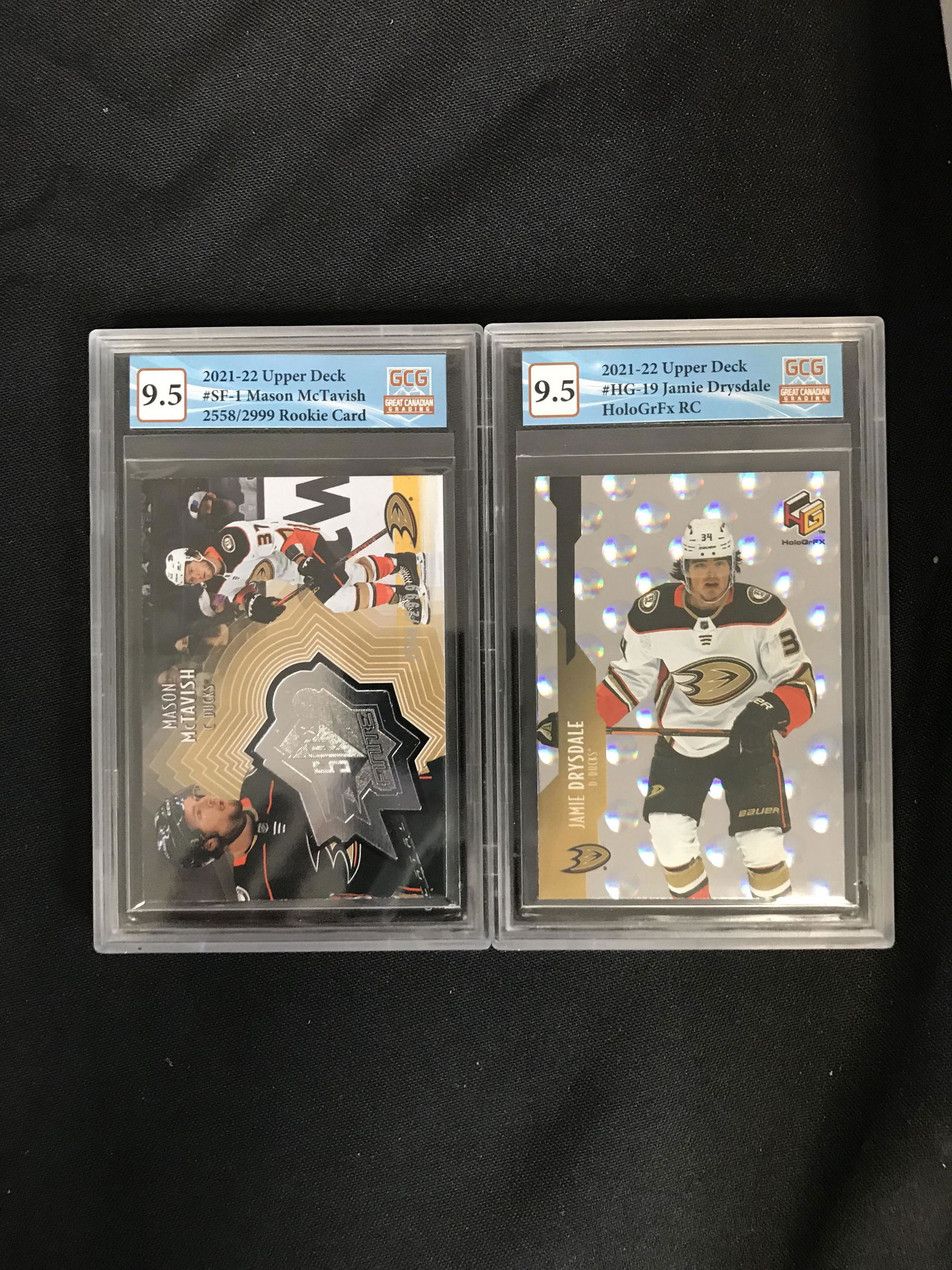 GCG HIGH GRADE 2021-22 UPPER DECK HOCKEY ROOKIE CARD LOT (MASON McTAVISH/ JAMIE DRYSDALE) (1 of 1)
