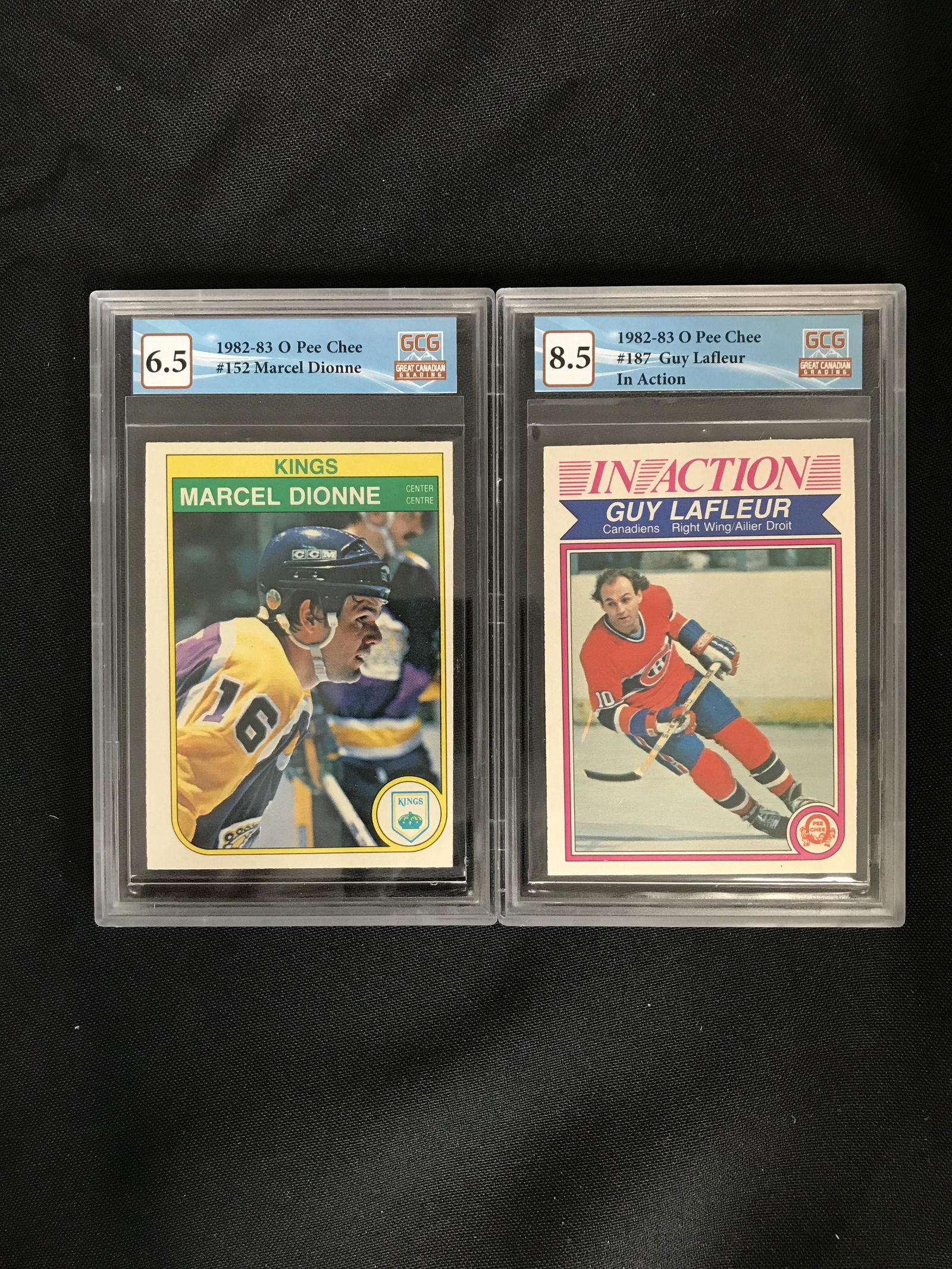 GCG HIGH GRADE 1982-83 O-PEE-CHEE HOCKEY STARS CARD LOT (MARCEL DIONNE/GUY LAFLEUR IN ACTION)) (1 of 1)