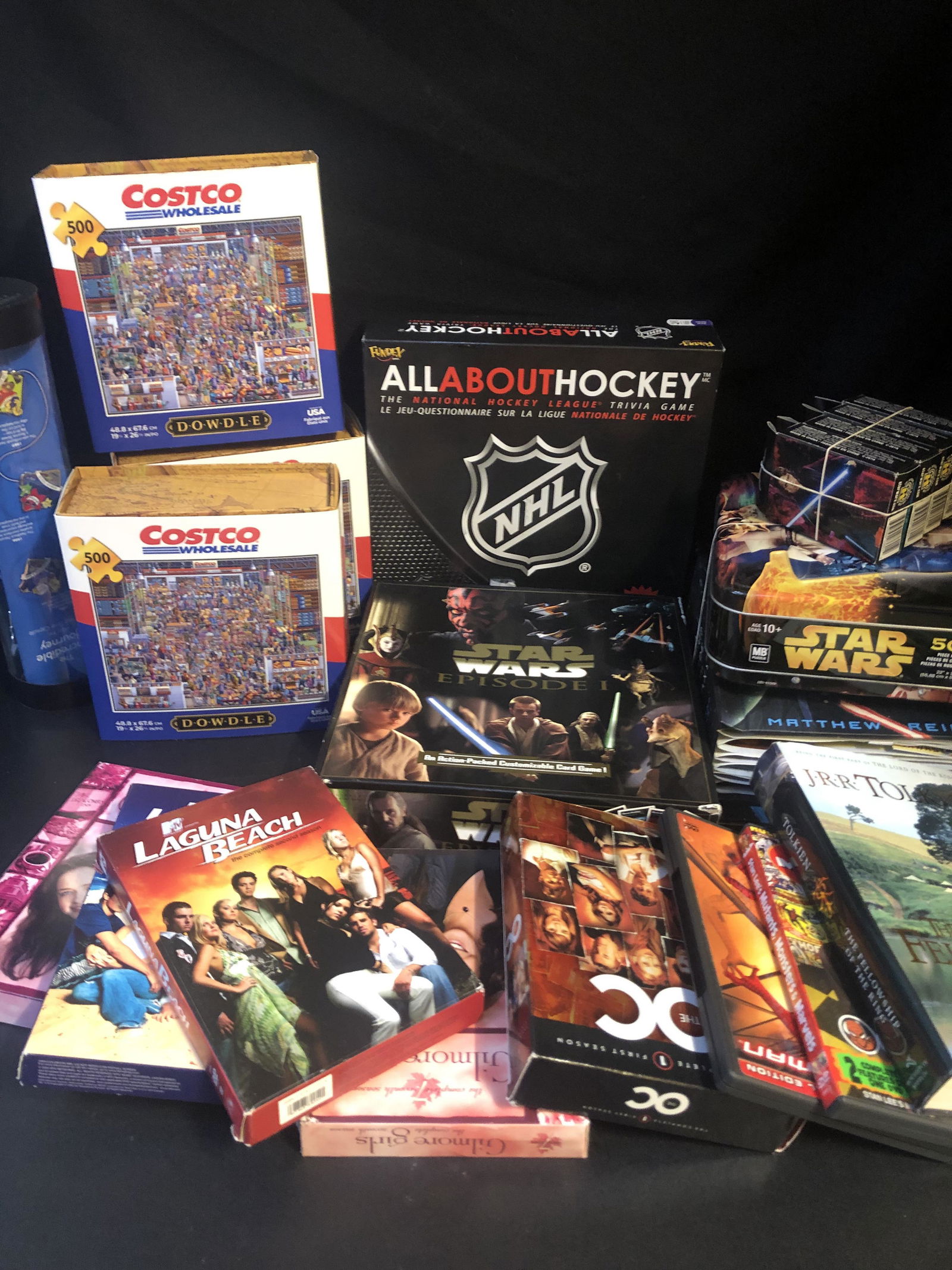 LARGE LOT OF BOARD GAMES PUZZLES AND DVDS (1 of 1)