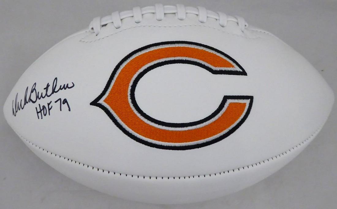 Dick Butkus Autographed Chicago Bears White Logo Football "HOF 79" (Beckett) (1 of 3)