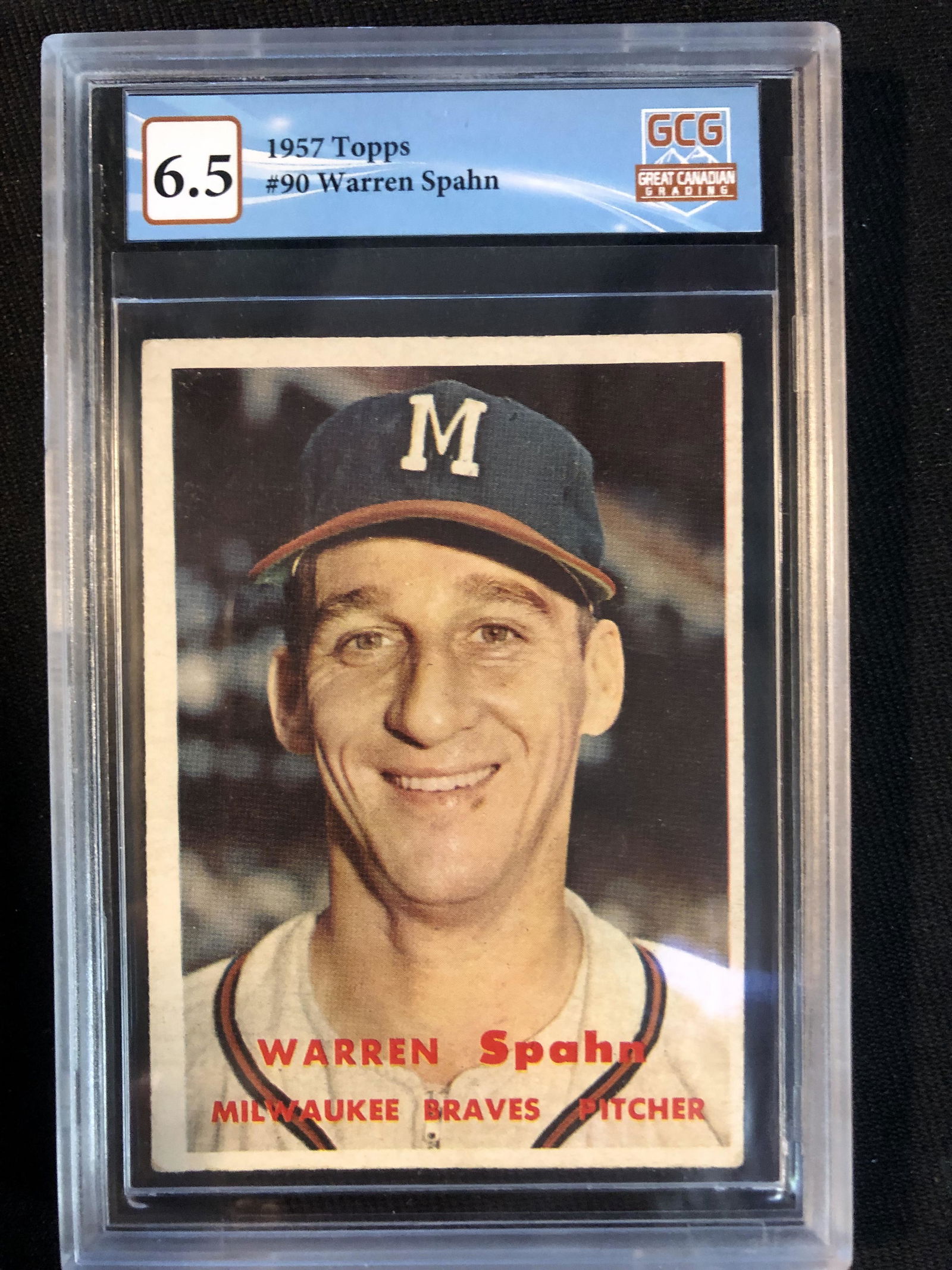 1957 TOPPS NO.90 WARREN SPAHN (GCG 6.5) (1 of 2)