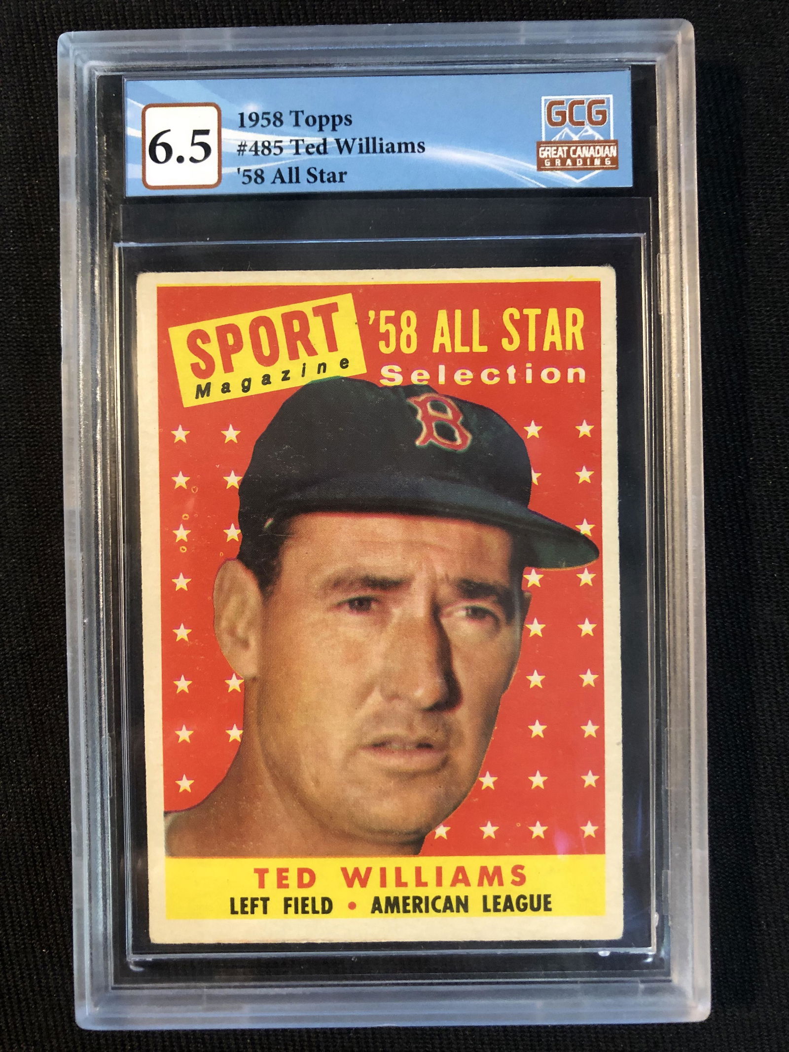 1958 TOPPS NO.485 TED WILLIAMS '58 ALL-STAR (GCG 6.5) (1 of 2)