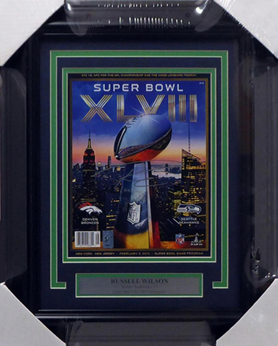 Russell Wilson Autographed Framed Seattle Seahawks Super Bowl XLVIII Program (RW Holo) (1 of 3)