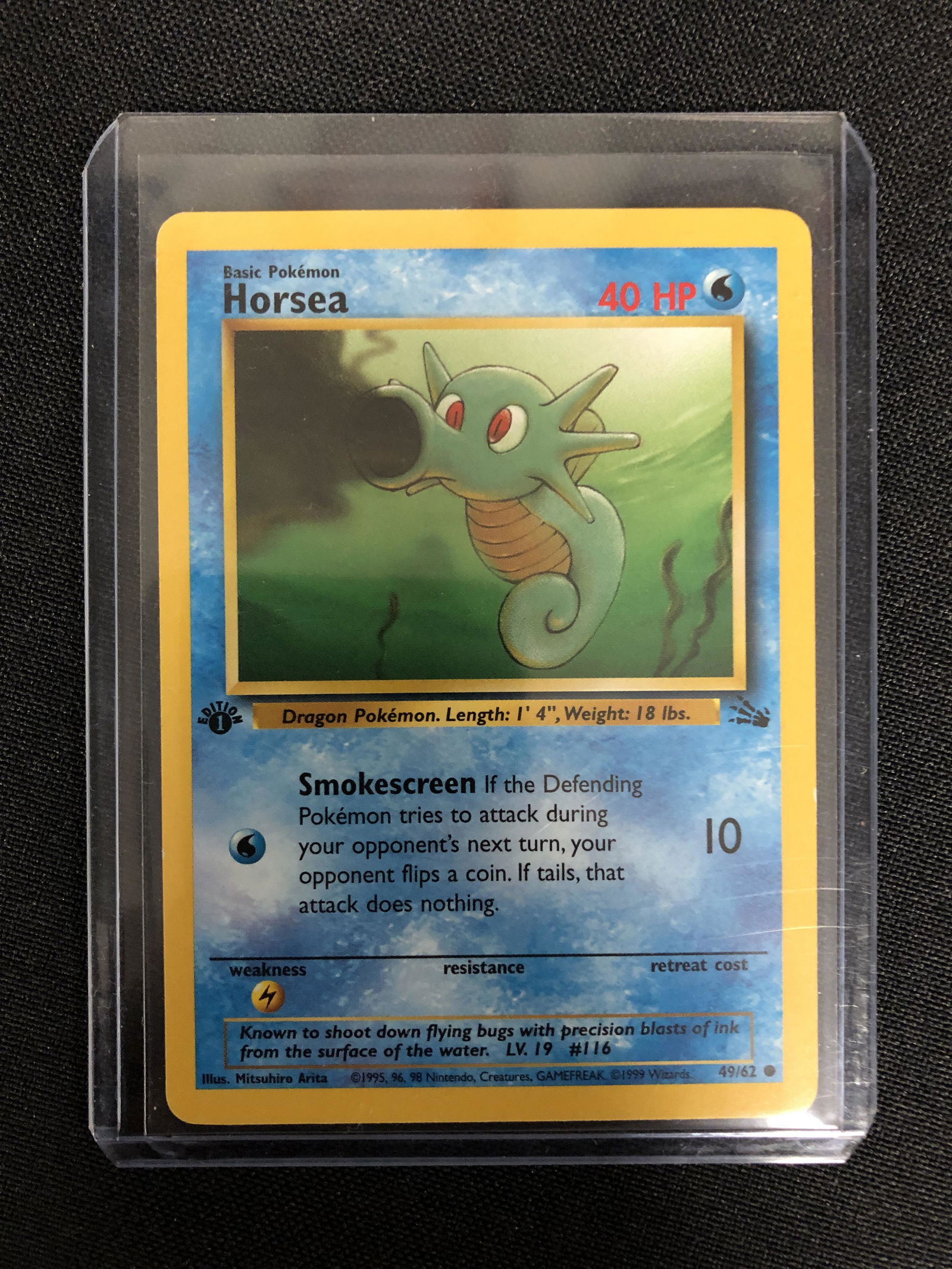 1999 POKEMON 1ST FIRST EDITION FOSSIL SET HORSEA (1 of 1)