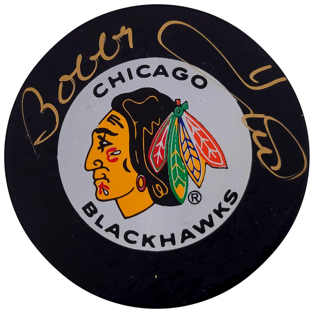 Bobby Hull Autographed NHL Logo Hockey Puck Chicago Blackhawks (Beckett) (1 of 1)