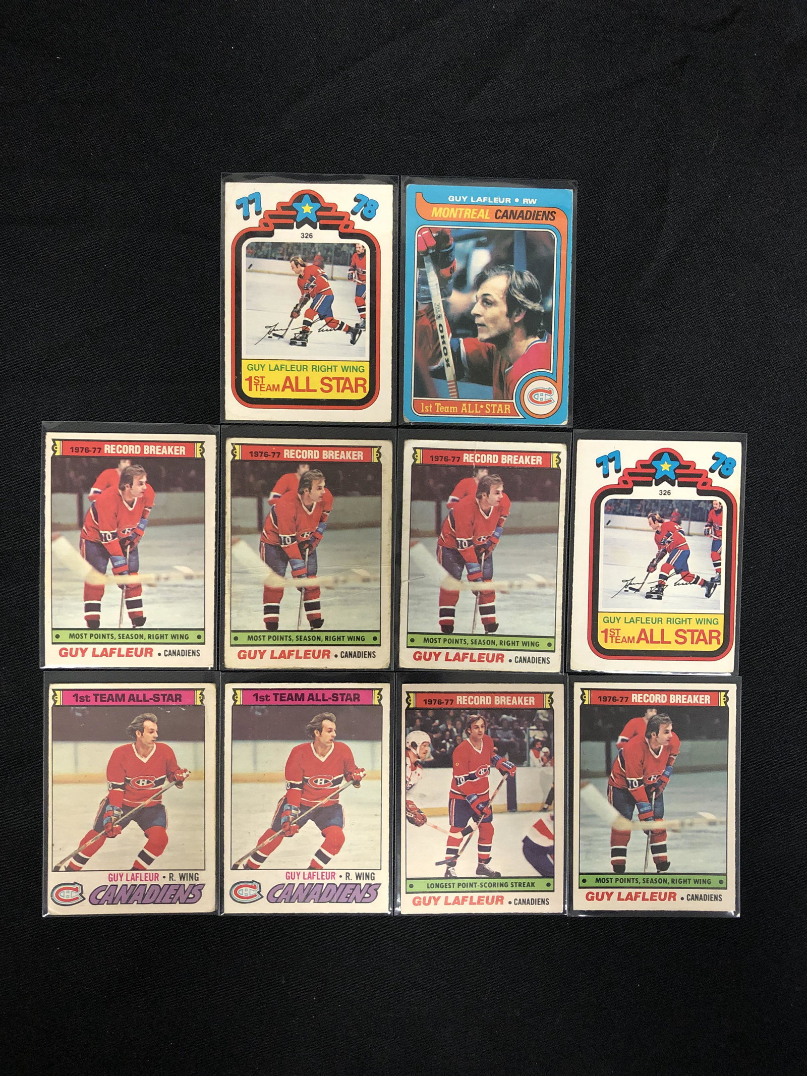 VINTAGE GUY LAFLEUR HOCKEY CARD LOT: VINTAGE GUY LAFLEUR HOCKEY CARD LOT