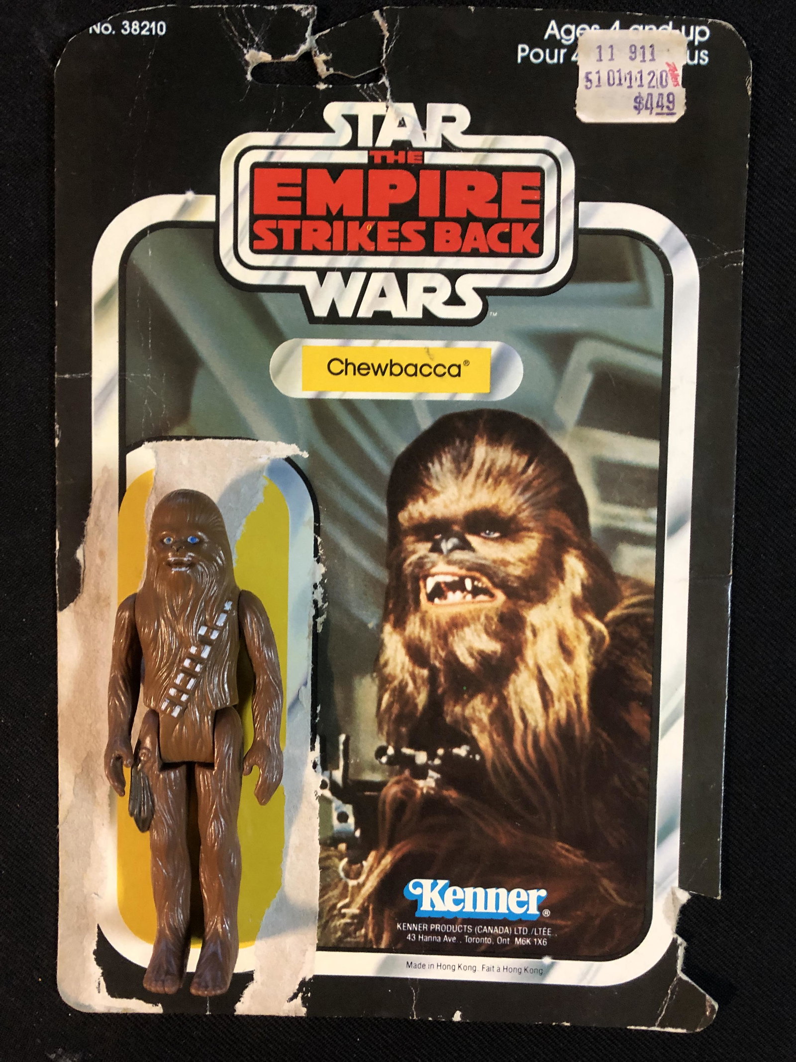 KENNER STAR WARS CHEWBACCA WITH BACK CARD: KENNER STAR WARS CHEWBACCA WITH BACK CARD