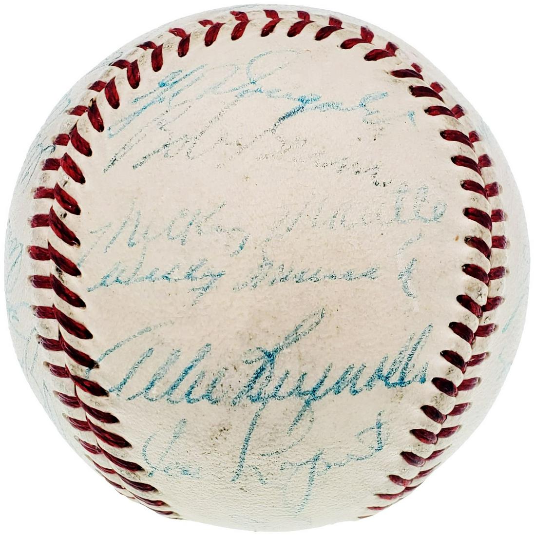 1954 NY Yankees Team Signed Official AL Baseball With 29 SigS Including Mickey Mantle Beckett (1 of 6)