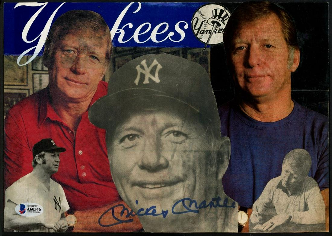 MICKY MANTLE SIGNED VINTAGE 5 X 8 PICTURE (BECKETT COA) (1 of 2)