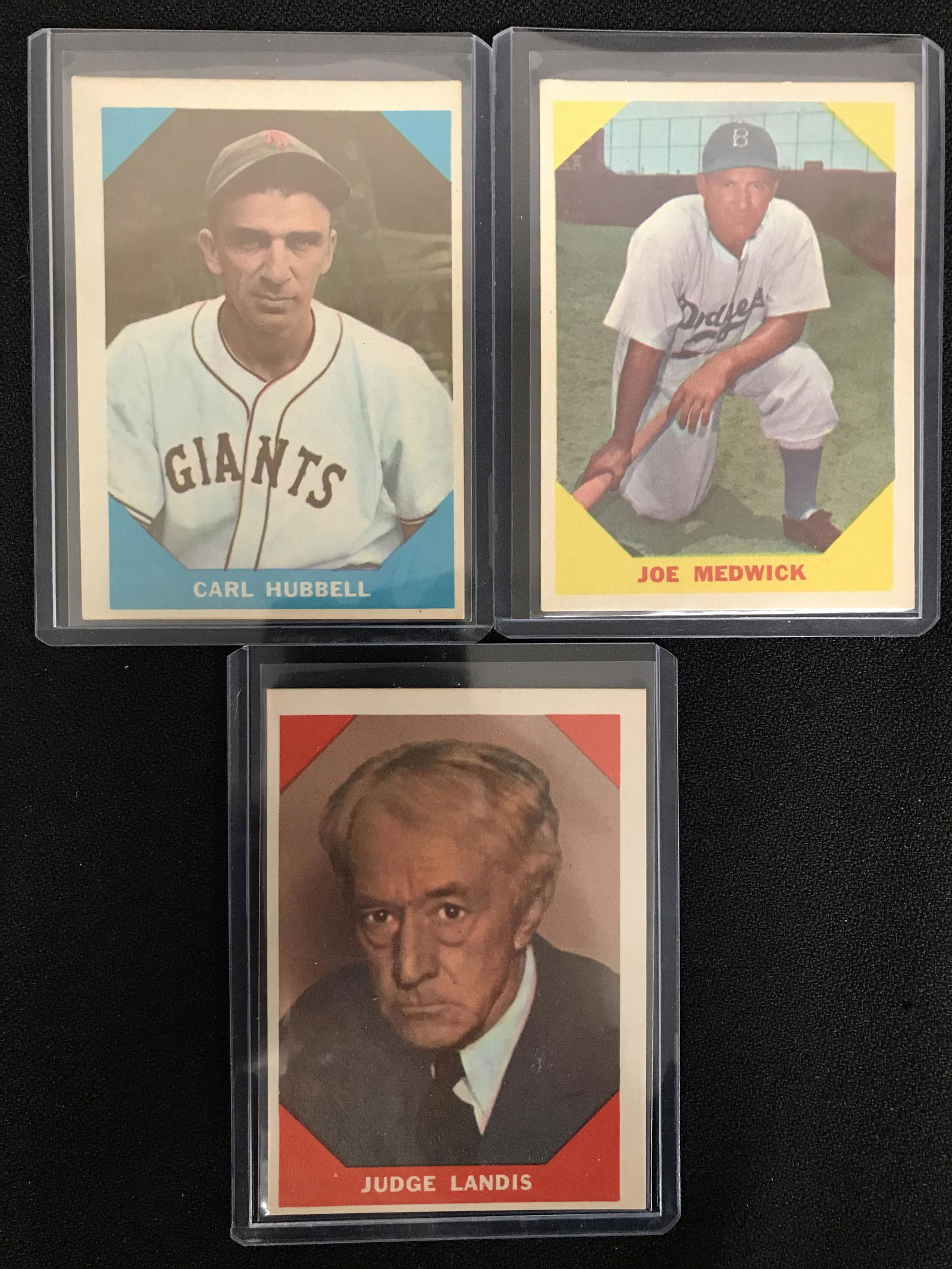 LOT OF 3 VINTAGE BASEBALL CARDS CARL HUBBELL, JOE MEDWICK AND JUDGE LANDIS (1 of 1)