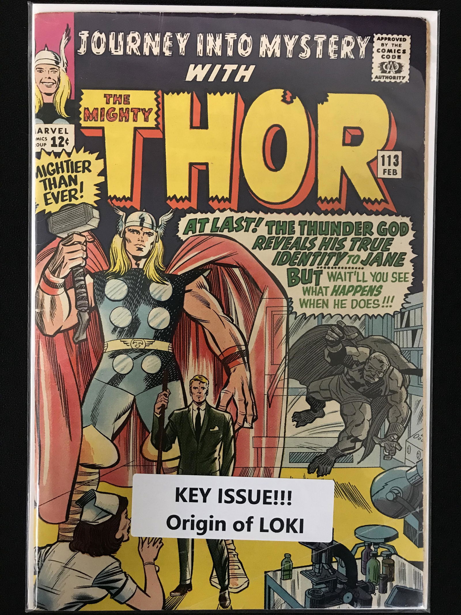 THE MIGHTY THOR # 113  KEY ISSUE ORIGIN OF LOKI MARVEL COMICS (1 of 1)