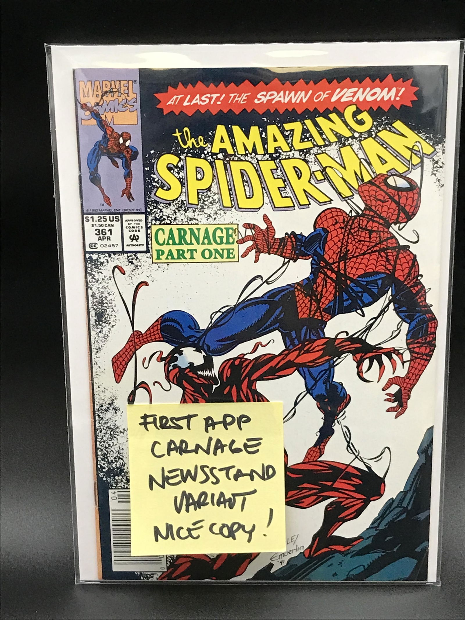 MARVEL COMICS THE AMAZING SPIDER-MAN #361 (1ST APPEARANCE CARNAGE): MARVEL COMICS THE AMAZING SPIDER-MAN #361 (1ST APPEARANCE CARNAGE)