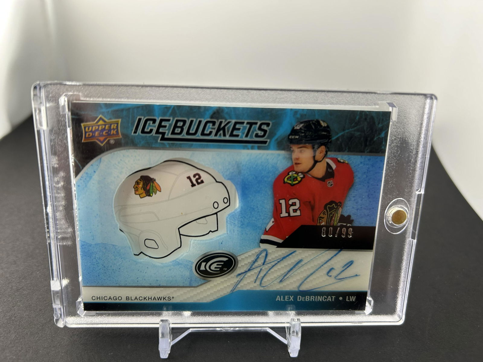 2019-20 UPPER DECK ICE BUCKETS No. IB-AD ALEX DEBRINCAT AUTOGRAPHED ROOKIE CARD (1 of 2)