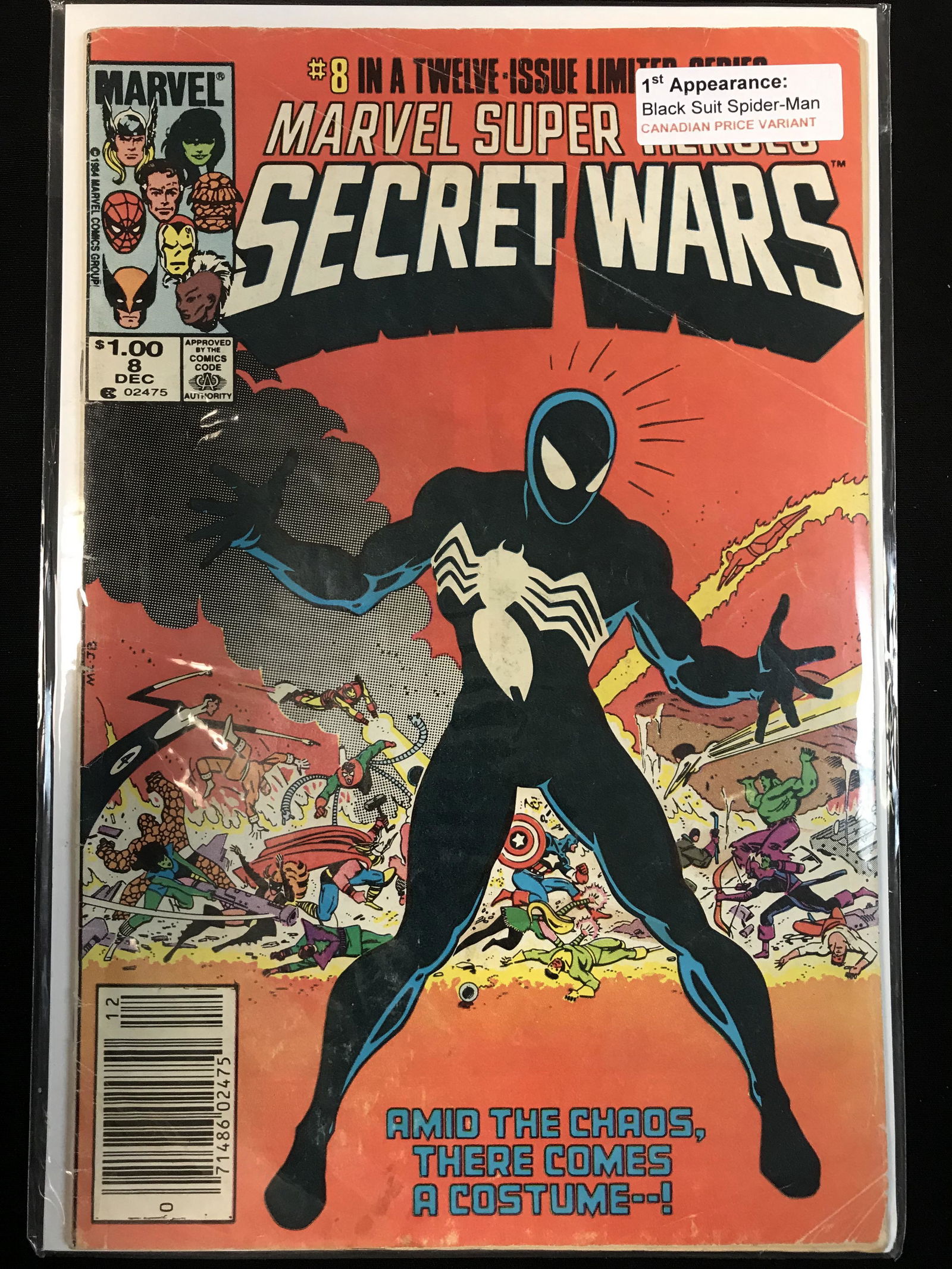 SECRET WARS #8 FIRST APP OF BLACK SUIT SPIDER-MAN  (MARVEL COMICS) (1 of 1)