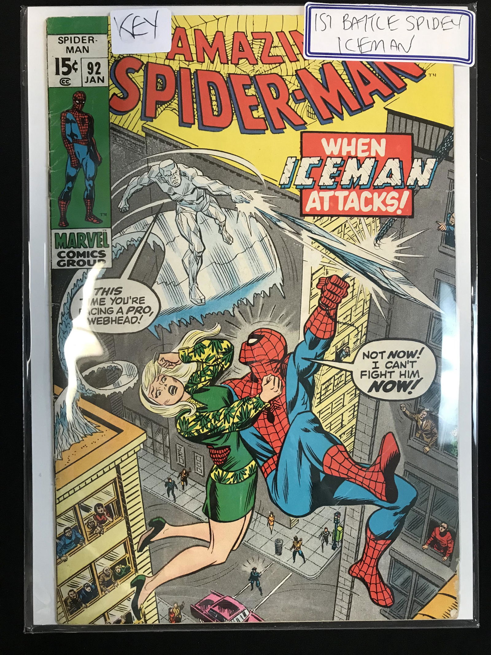 The AMAZING SPIDER-MAN #92 KEY ISSUE 1ST BATTLE WITH ICEMAN  (MARVEL COMICS) (1 of 1)