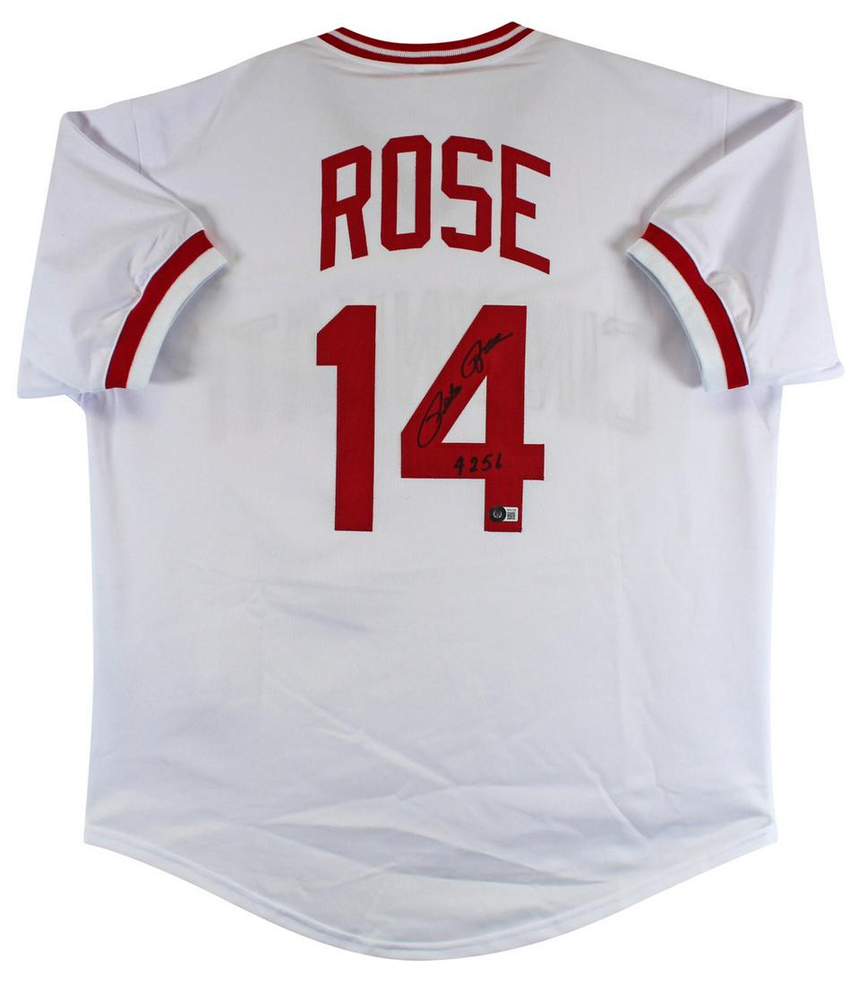 PETE ROSE SIGNED CINCINATTI REDS BASEBALL JERSEY (BECKETT COA) (1 of 3)