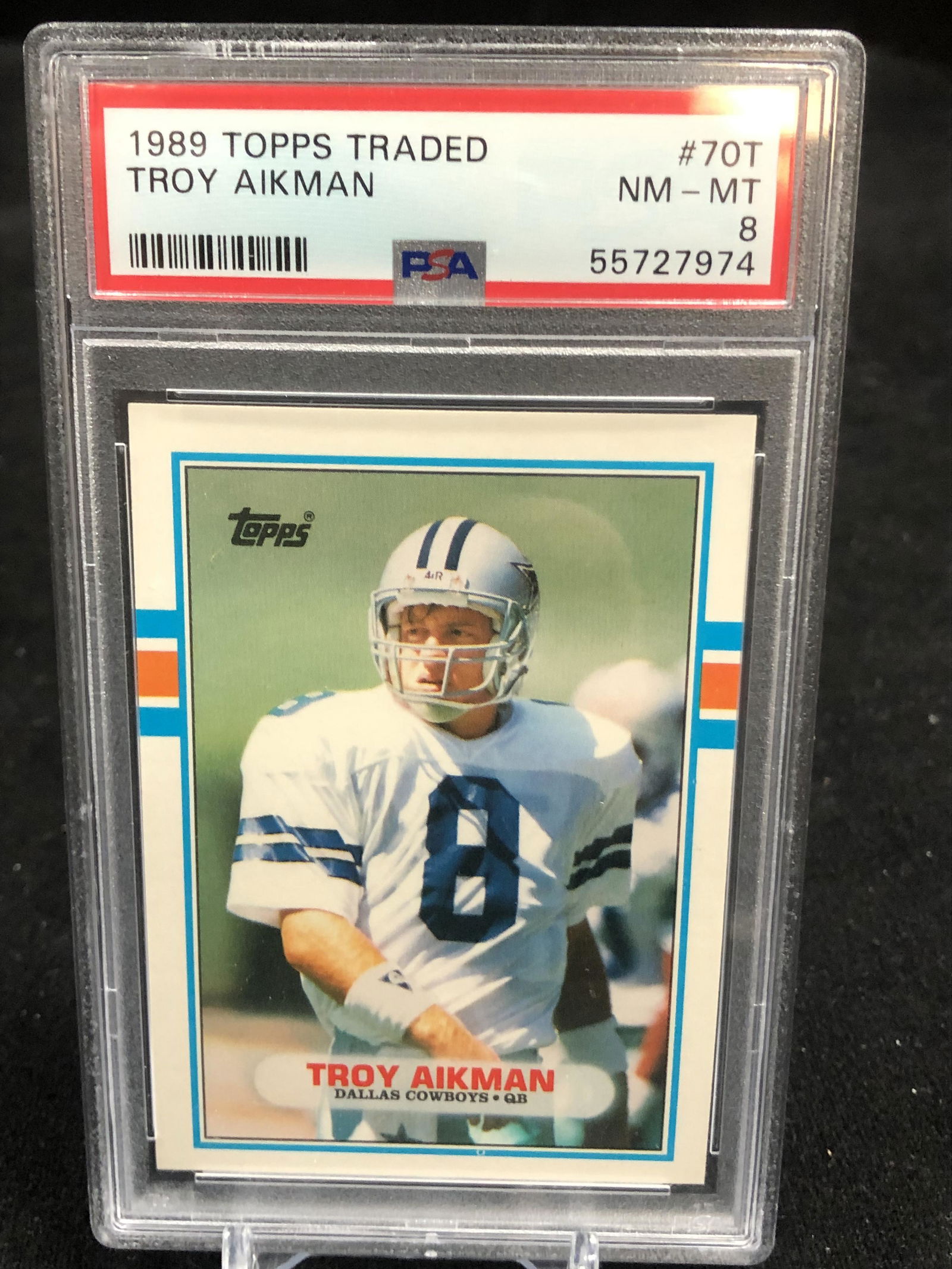 1989 TOPPS TRADED TROY AIKMAN ROOKIE CARD (PSA 8) (1 of 1)