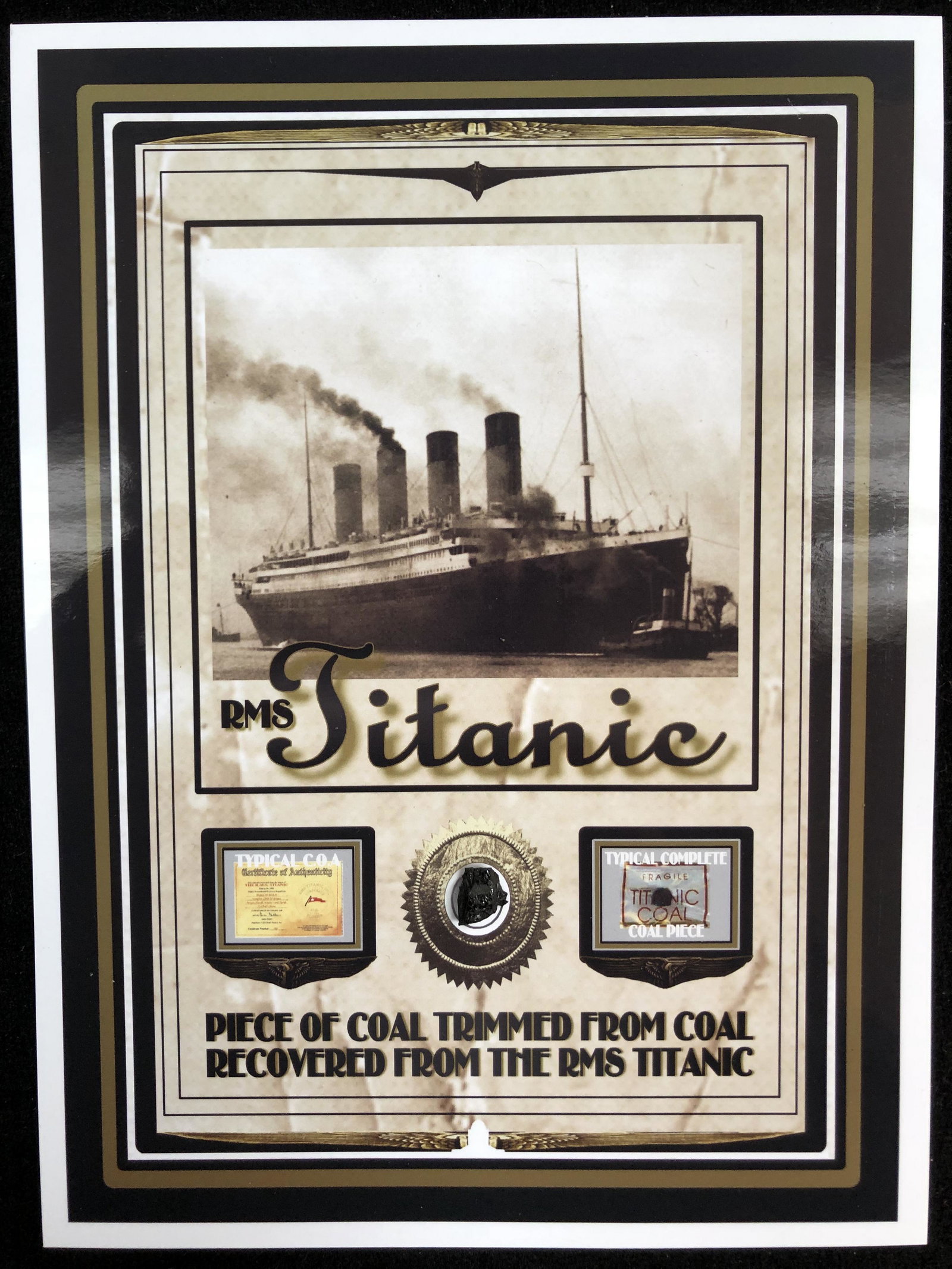 AUTHENTIC COAL RECOVERED FROM R.M.S TITANIC (THE ZONE COA): AUTHENTIC COAL RECOVERED FROM R.M.S TITANIC (THE ZONE COA)