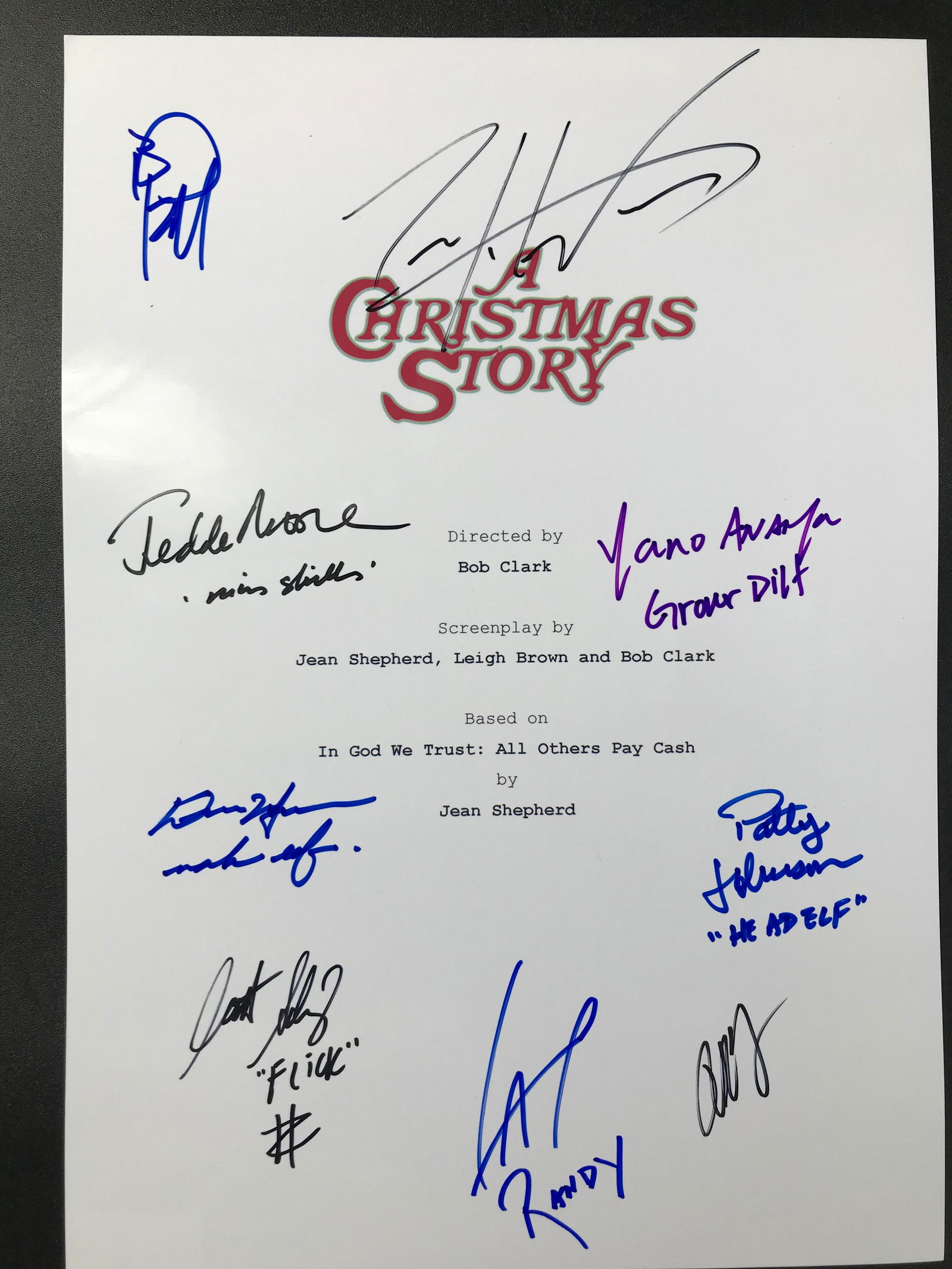A CHRISTMAS STORY CAST SIGNED SCRIPT COVER (RA COA) (1 of 2)