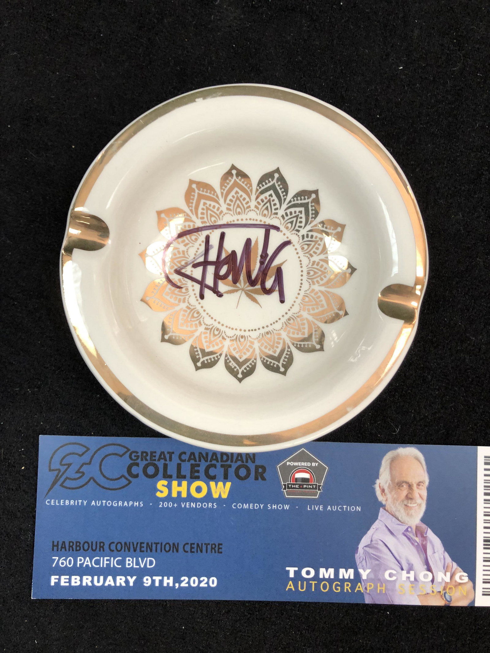 TOMMY CHONG SIGNED ASHTRAY (GCG COA: TOMMY CHONG SIGNED ASHTRAY (GCG COA