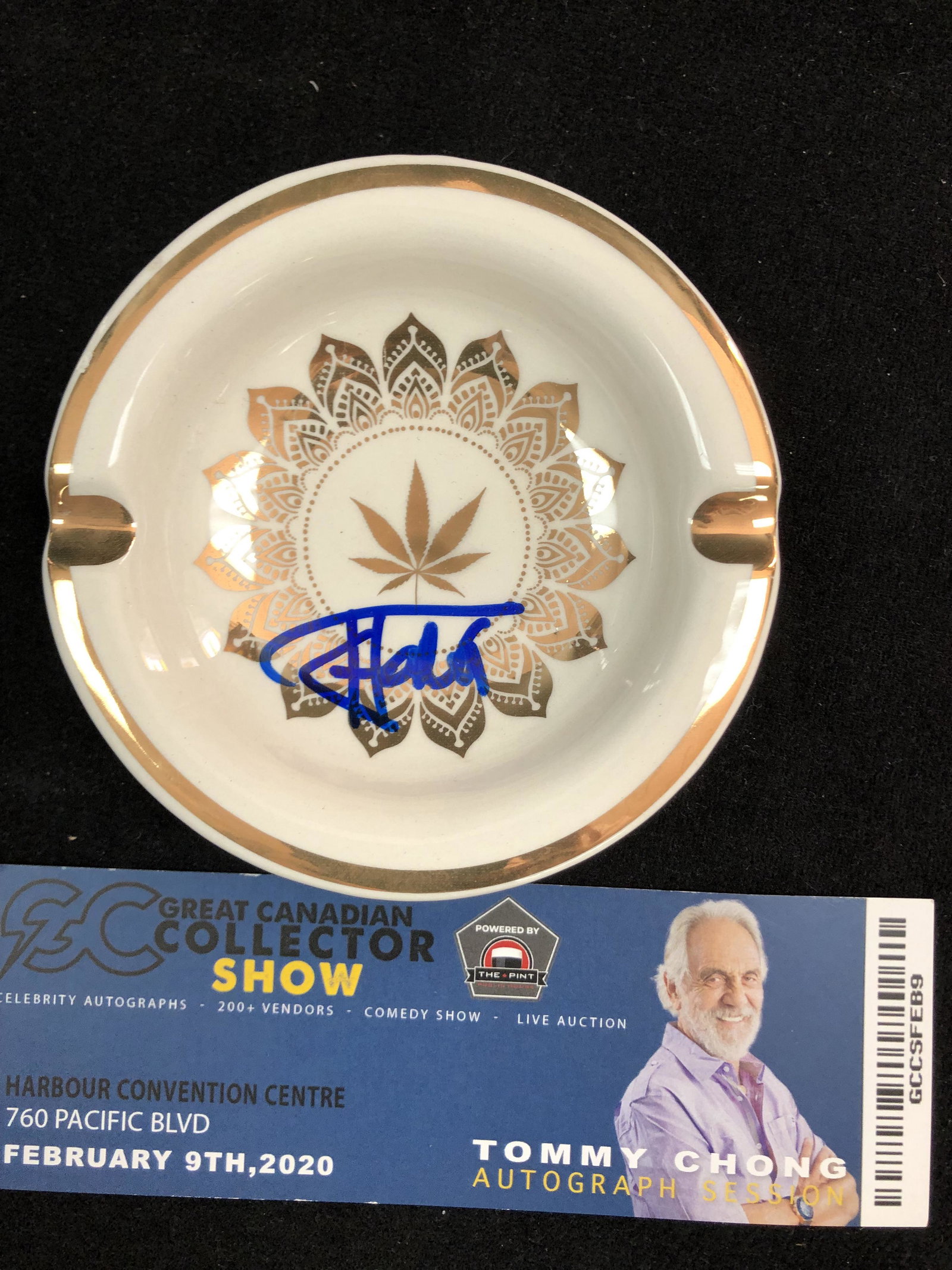 TOMMY CHONG SIGNED ASHTRAY (GCG COA: TOMMY CHONG SIGNED ASHTRAY (GCG COA