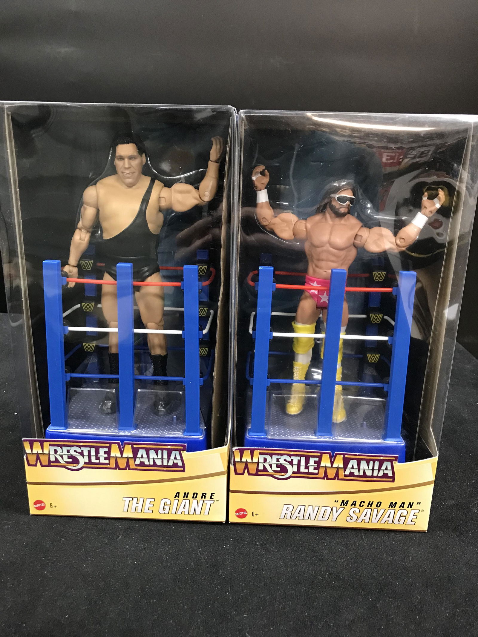 LOT OF 2 MATTEL WRESTLMANIA STATUES (ANDRE THE GIANT, RANDY MACHO MAN SAVAGE) (1 of 1)