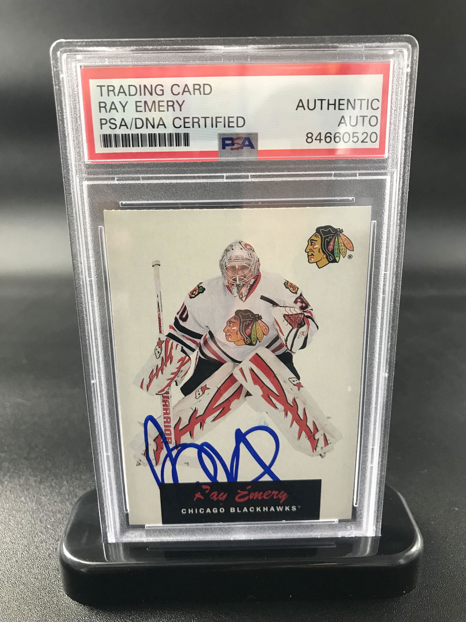 2011-12 OPC RAY EMERY SIGNED HOCKEY CARD (PSA AUTHENTIC) (1 of 2)
