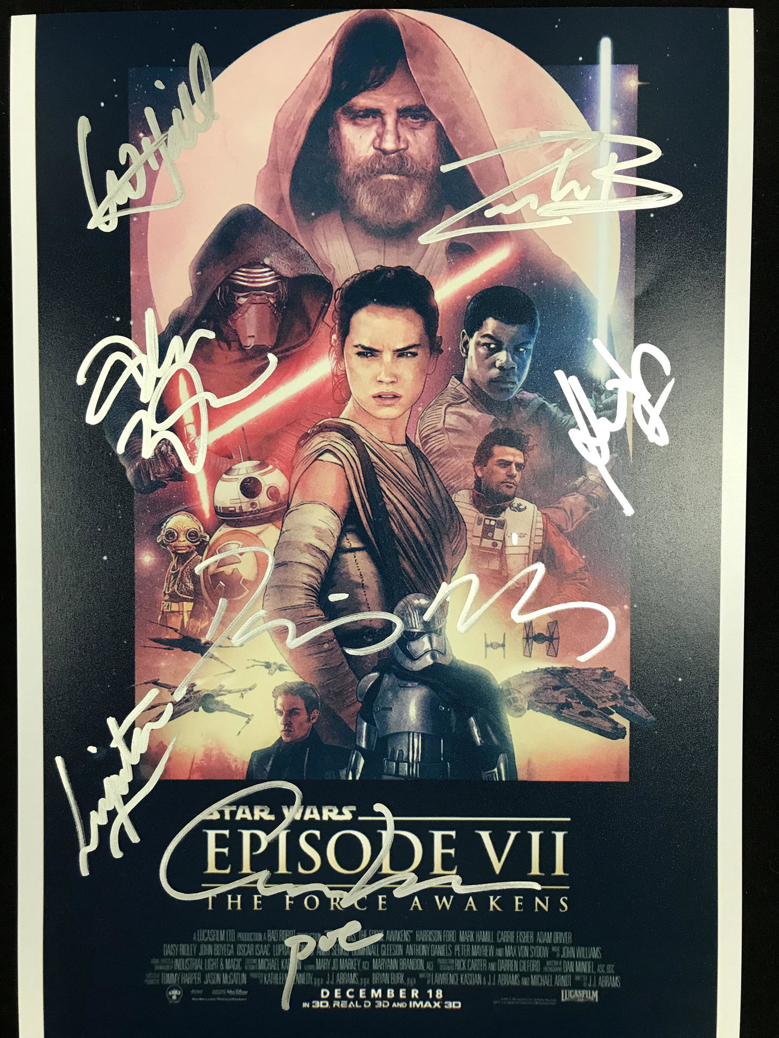 STAR WARS EPISODE VII CAST SIGNED 8 X 10 (HAMILL, RIDLEY, FORD...) RA COA: STAR WARS EPISODE VII CAST SIGNED 8 X 10 (HAMILL, RIDLEY, FORD...) RA COA