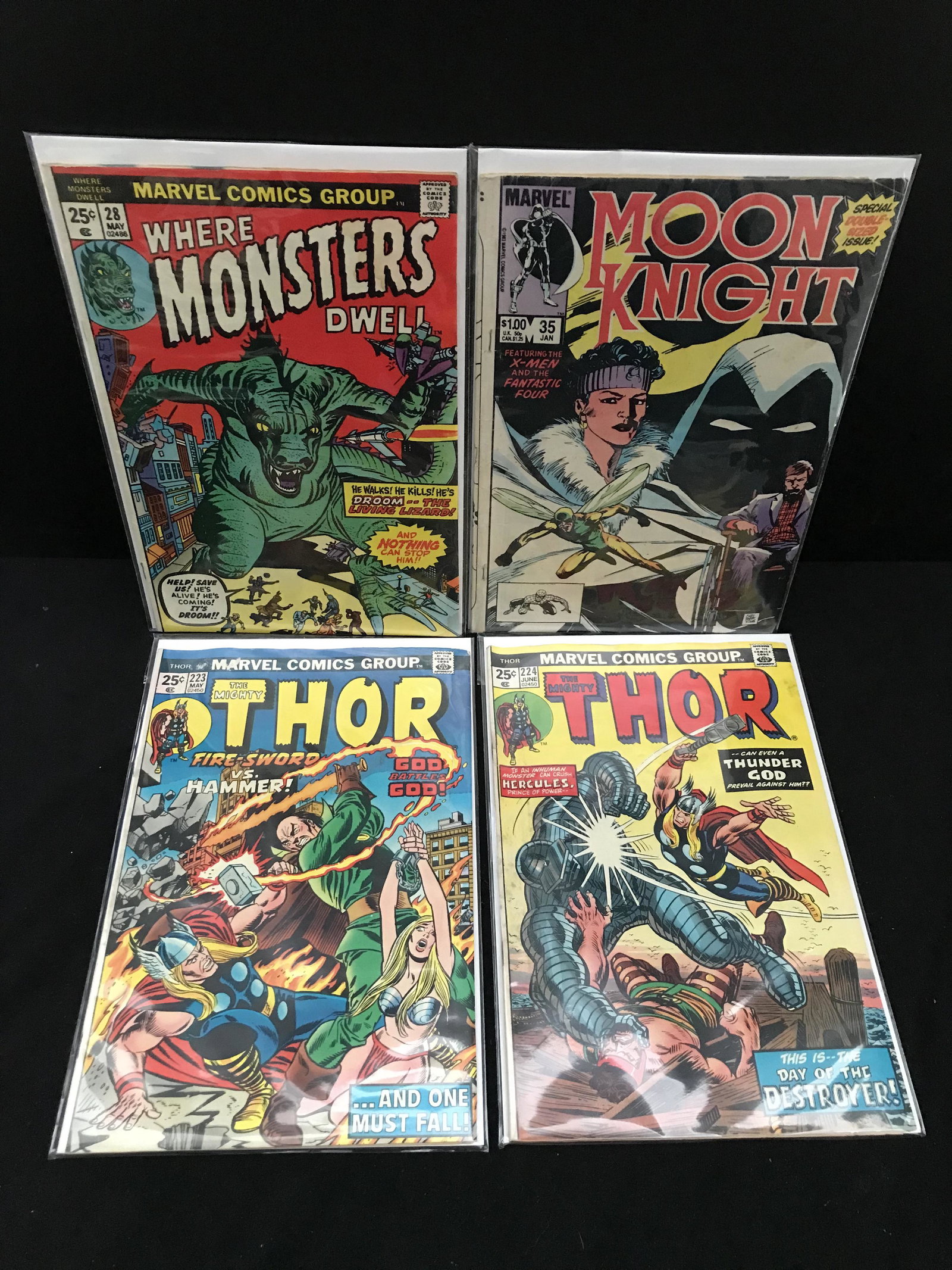 BRONZE AGE MARVEL COMIC BOOK LOT (THE MIGHTY THOR/MOONKNIGHT/WHERE MONSTERS DWELL) (1 of 1)
