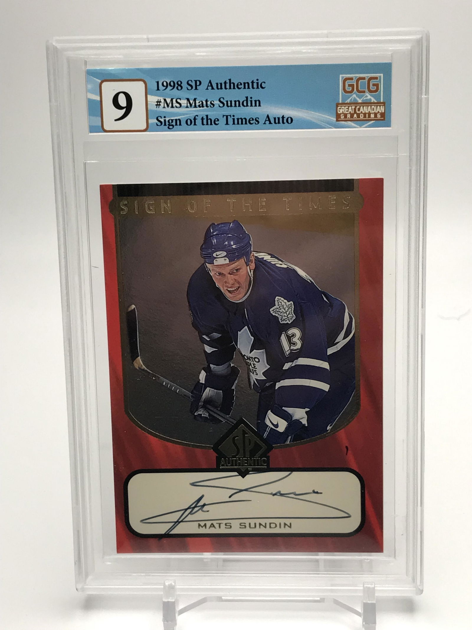 MATS SUNDIN SP AUTHENTIC SIGN OF THE TIMES AUTO CARD GRADED GCG 9 (1 of 2)