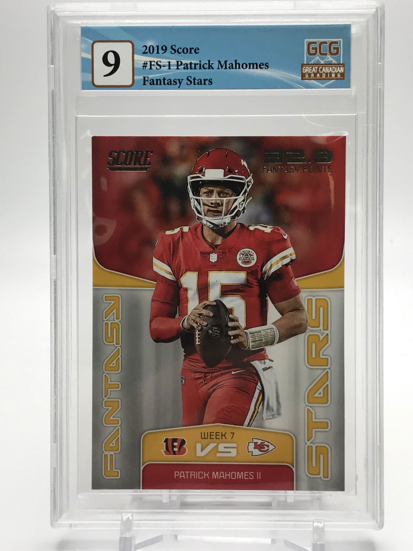 PATRICK MAHOMES SCORE FANTASY STARS GRADED GCG 9 (1 of 2)