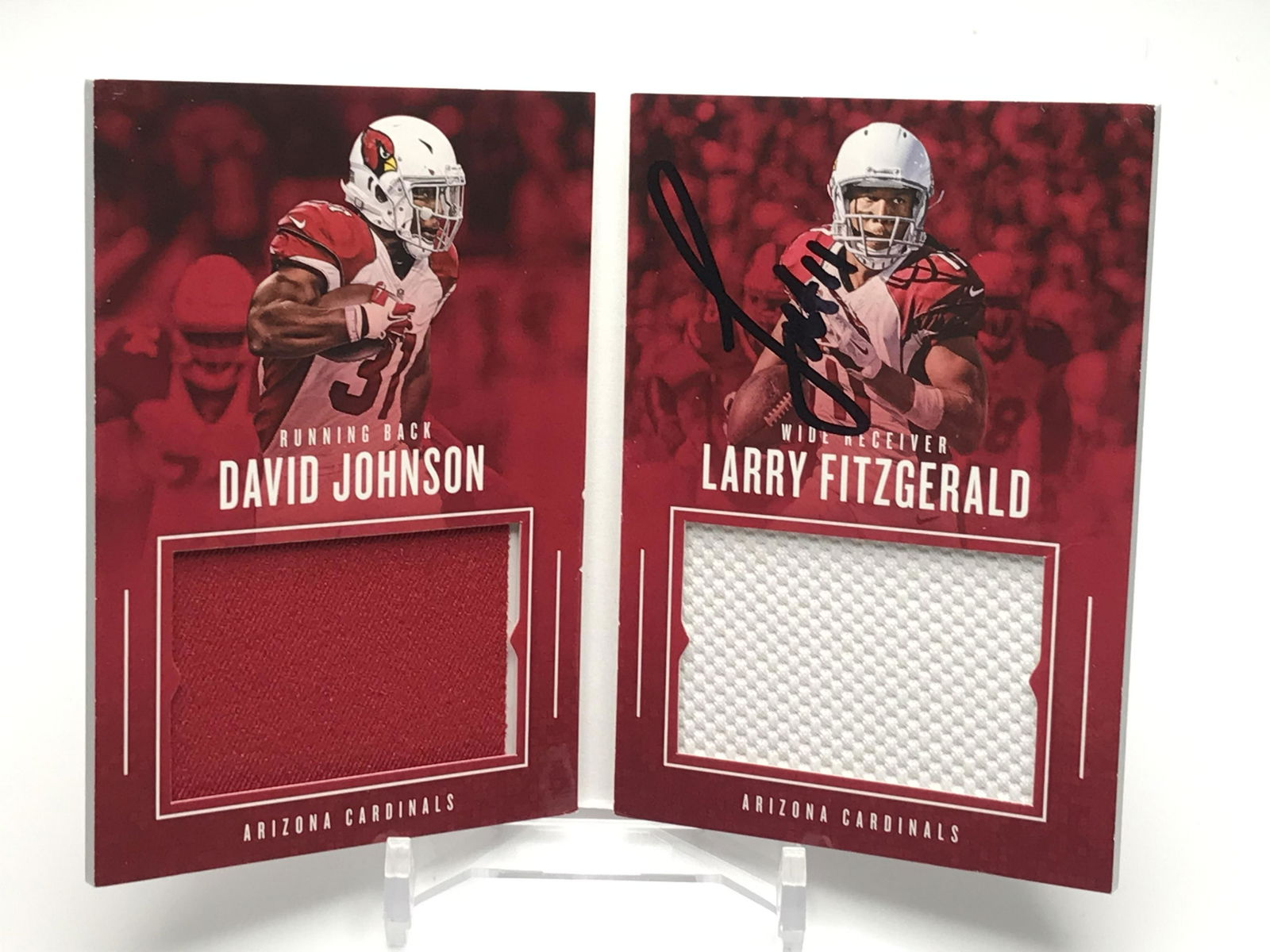 PANINI #11 SIGNED DAVID JOHNSON & LARRY FITZGERALED PANINI PREFERRED NUMBERED 01/49 (1 of 3)