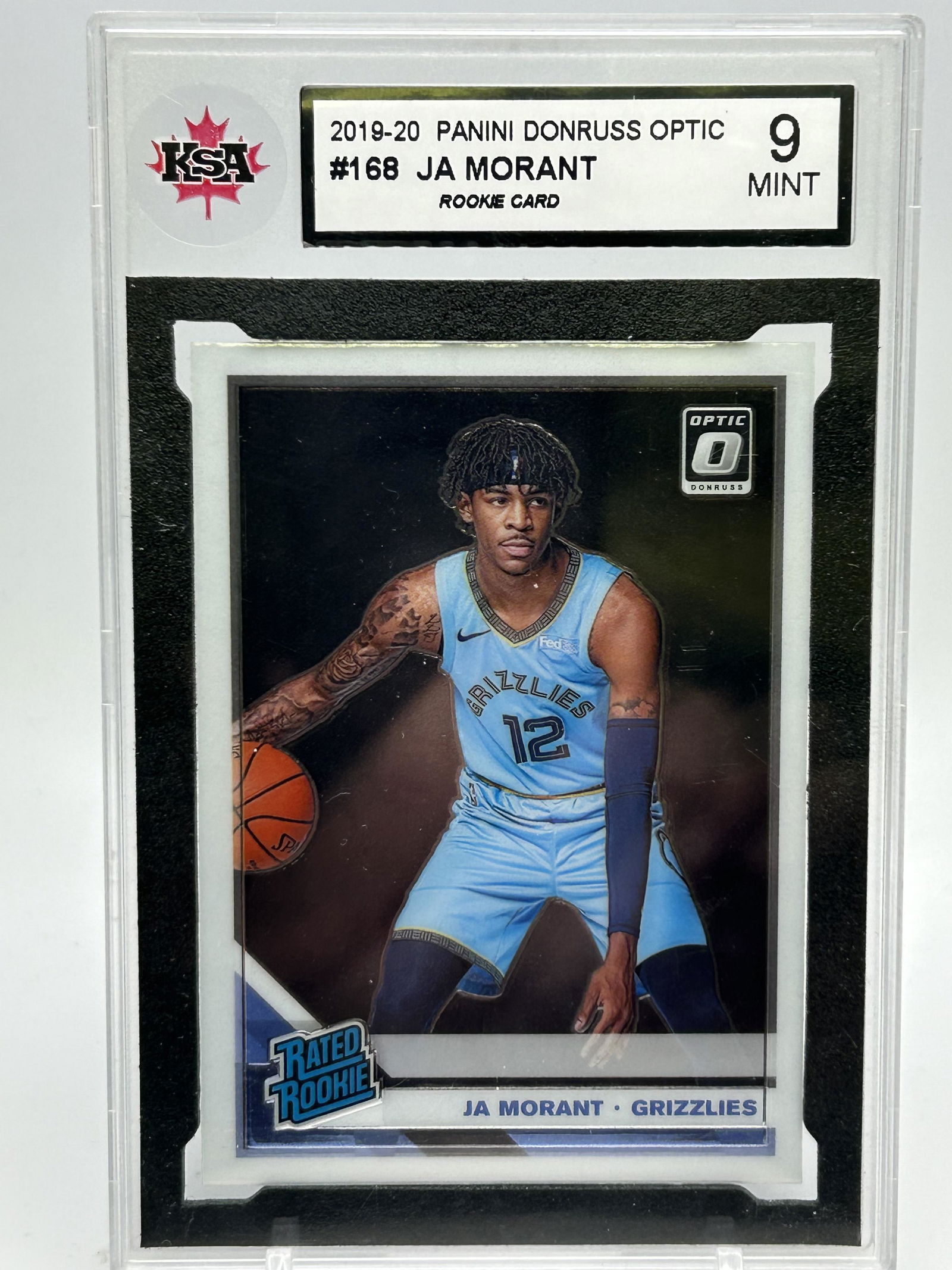 JA MORANT OPTIC ROOKIE CARD GRADED KSA 9 (1 of 2)
