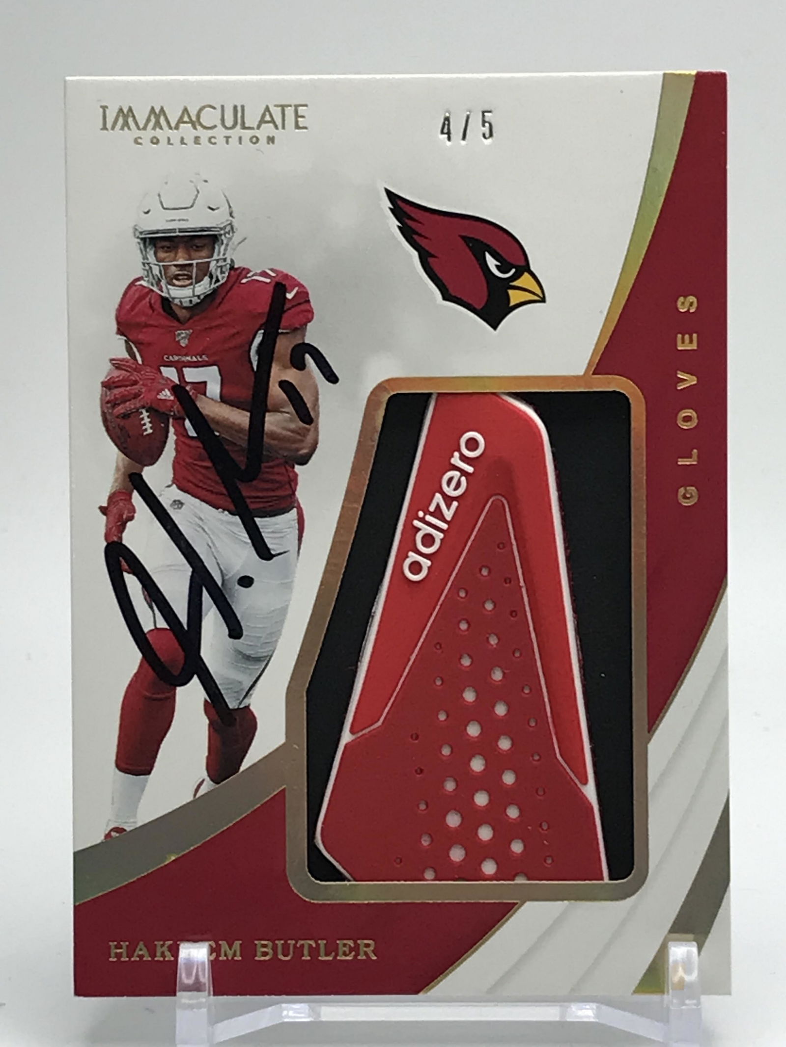 PANINI # LG-16  SIGNED HAKEEM BUTLER  GLOVES FOOTBALL CARD NUMBERED 4/5 (1 of 2)