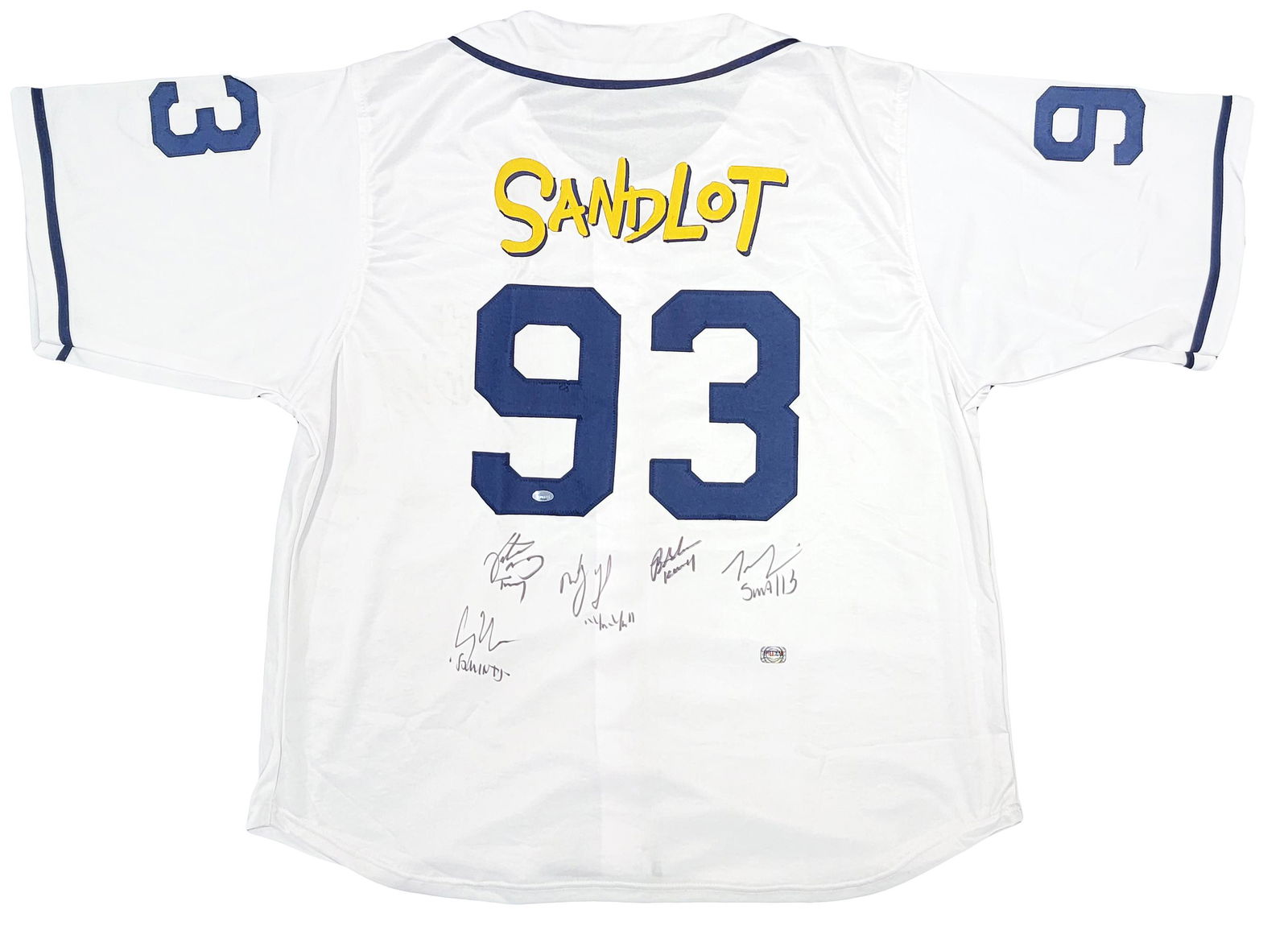 THE SANDLOT CAST SIGNED BASEBALL JERSEY (BECKETT COA) (1 of 5)