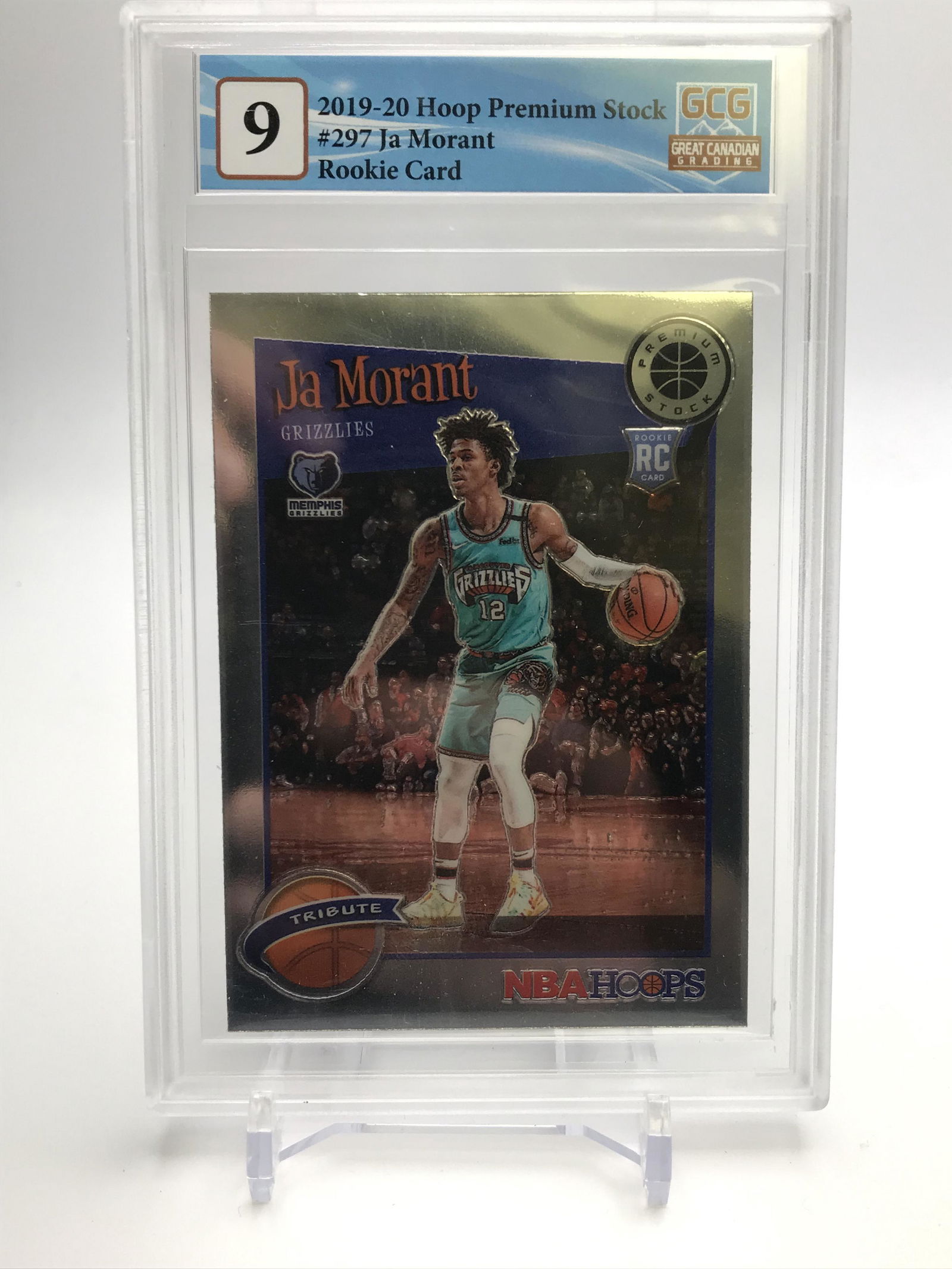 2019-20 NBA HOOPS PREMIUM STOCK JA MORANT ROOKIE CARD (GCG 9) (1 of 2)