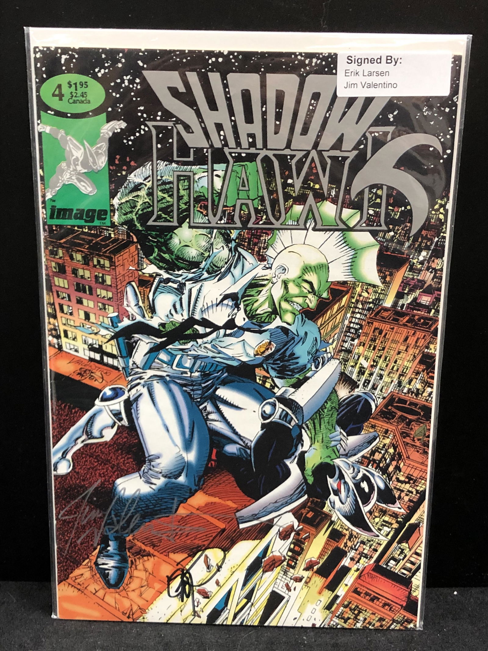 SHADOW HAWK #4 SIGNED BY ERIK LARSEN AND JIM VALENTINO (IMAGE COMICS) (1 of 1)