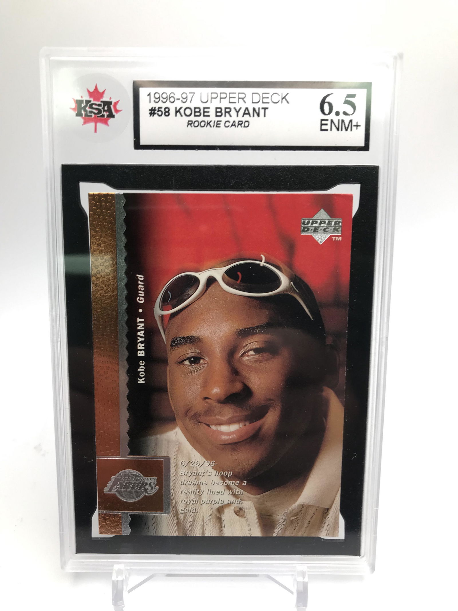 KOBE BRYANT ROOKIE CARD GRADED KSA 6.5 (1 of 2)
