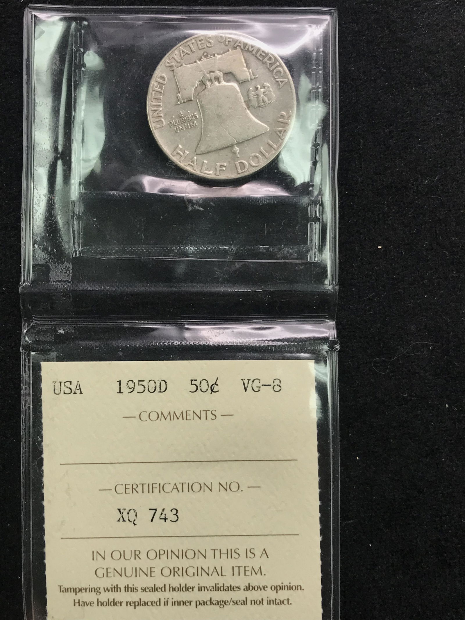 GRADED 1950 US SILVER 50 CENT COIN (1 of 1)