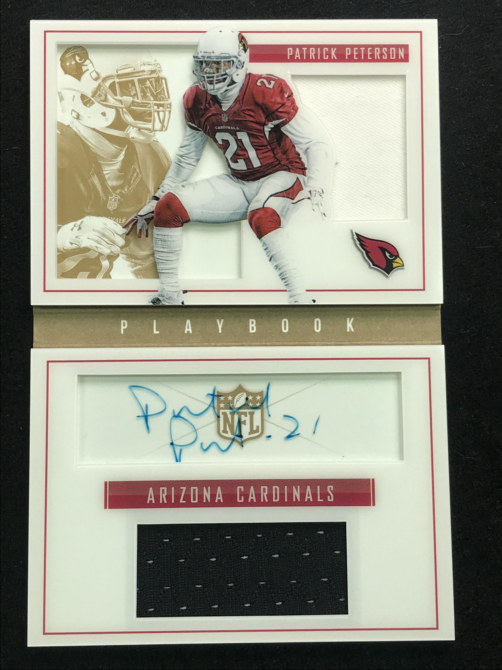 2015 PANINI PLAYBOOK PATRICK PETERSON ROOKIE PATCH AUTO BOOKLET (12/49)) (1 of 2)