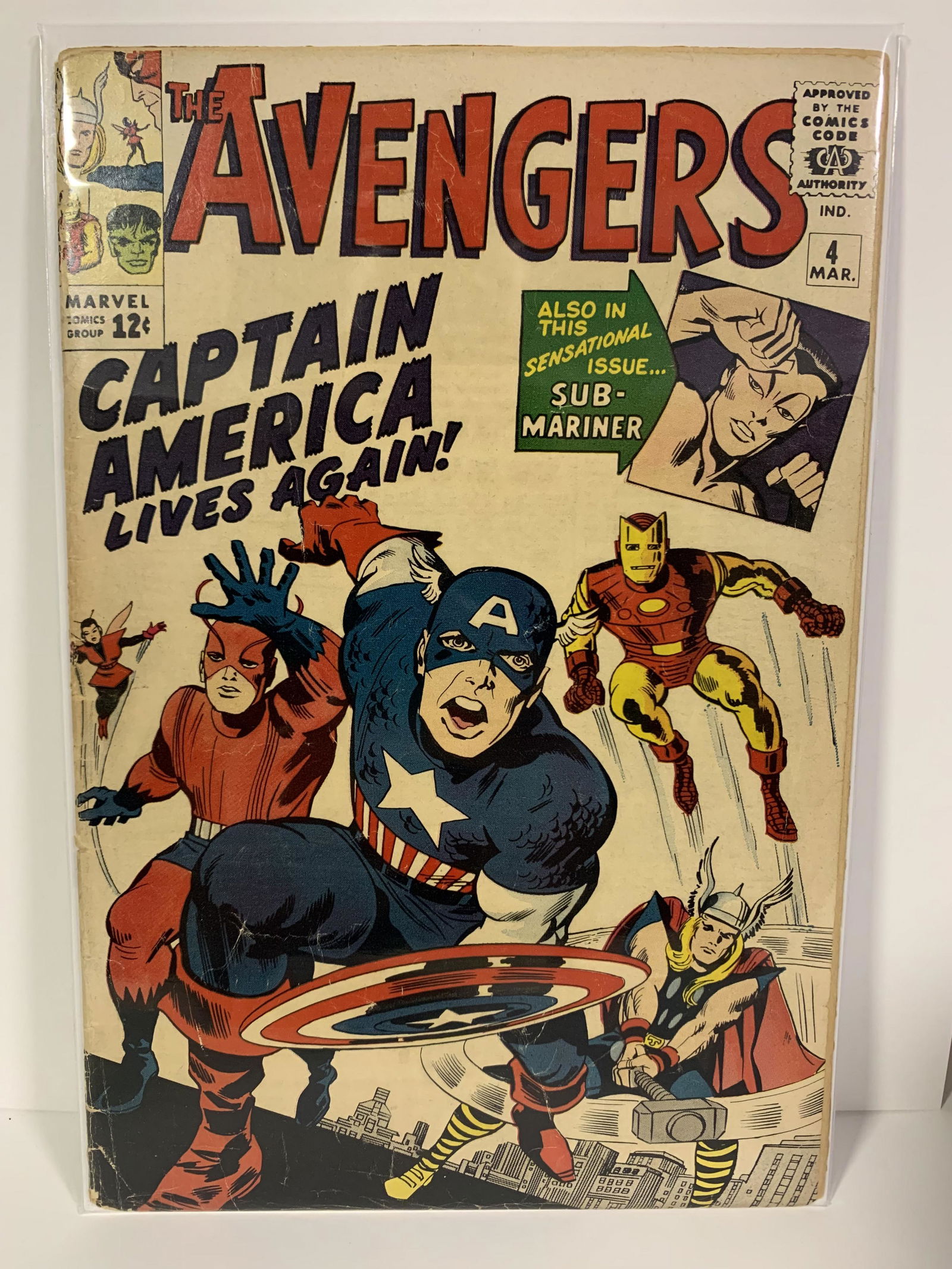 MARVEL COMICS AVENGERS NO.4 (1ST. APPEARANCE CAPTAIN AMERICA) GREAT CONDITION (1 of 1)