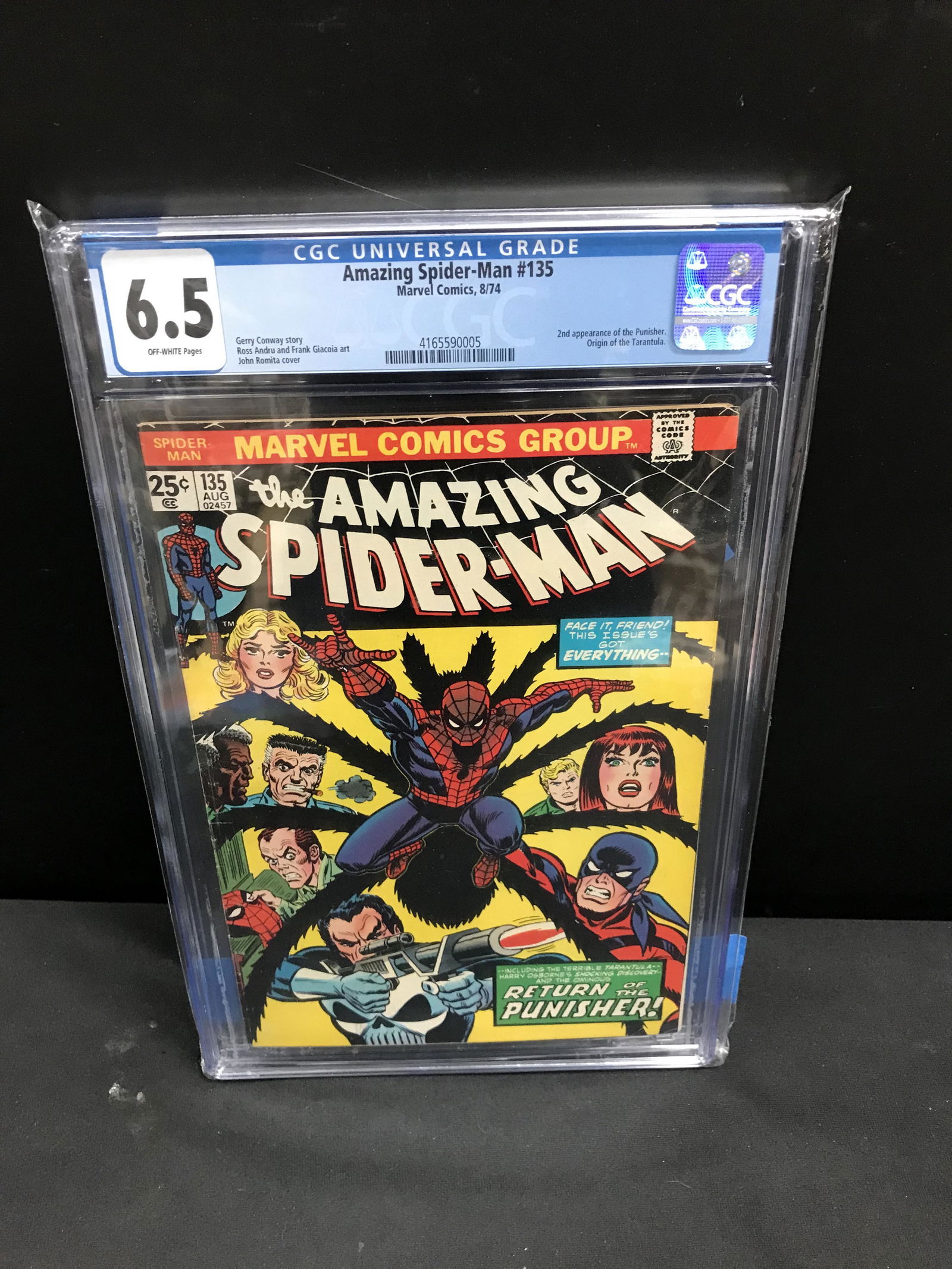 MARVEL COMICS THE AMAZING SPIDER-MAN NO.135 (1ST TURANTULA/ 2ND PUNISHER) CGC 6.5 (1 of 1)